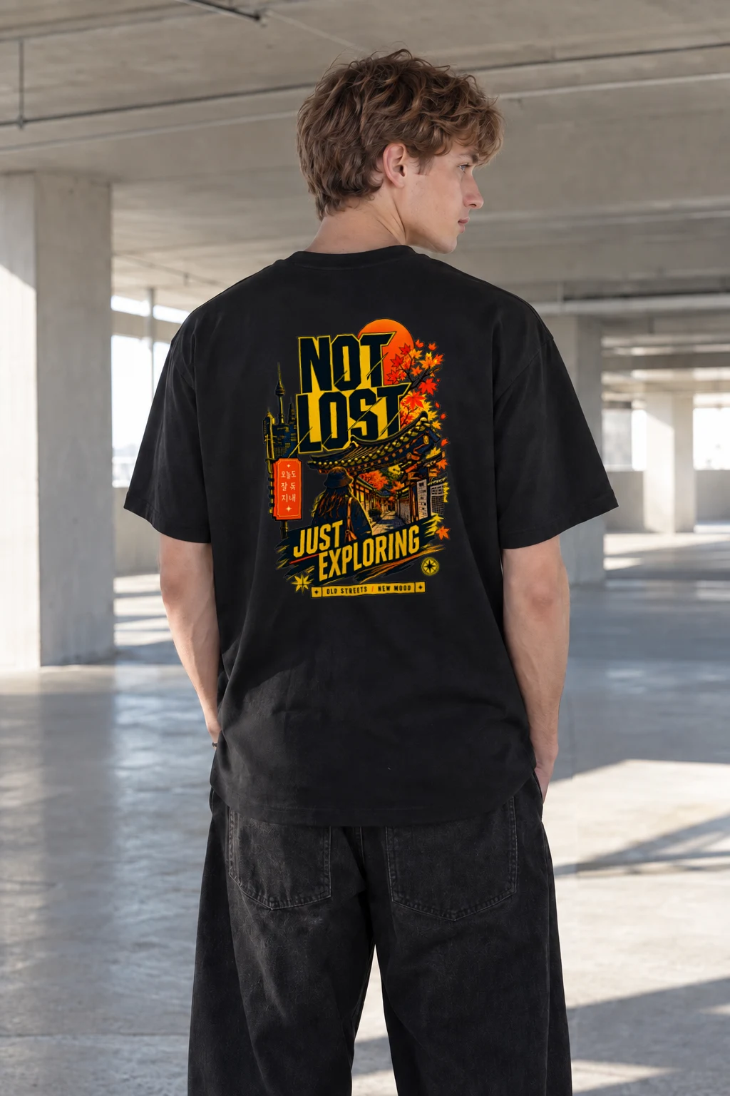"Not Lost Just Exploring" Heavyweight Unisex Crewneck T-shirt | Gildan 5000