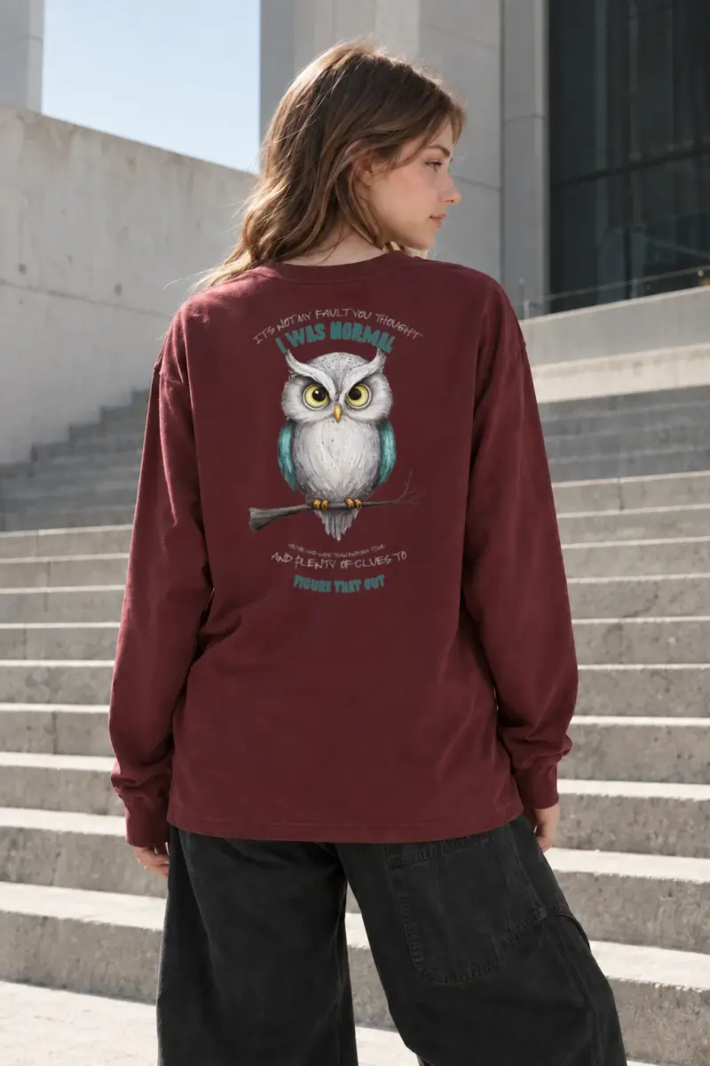 “Not My Fault Owl” Unisex Longsleeve T-shirt | Gildan 2400
