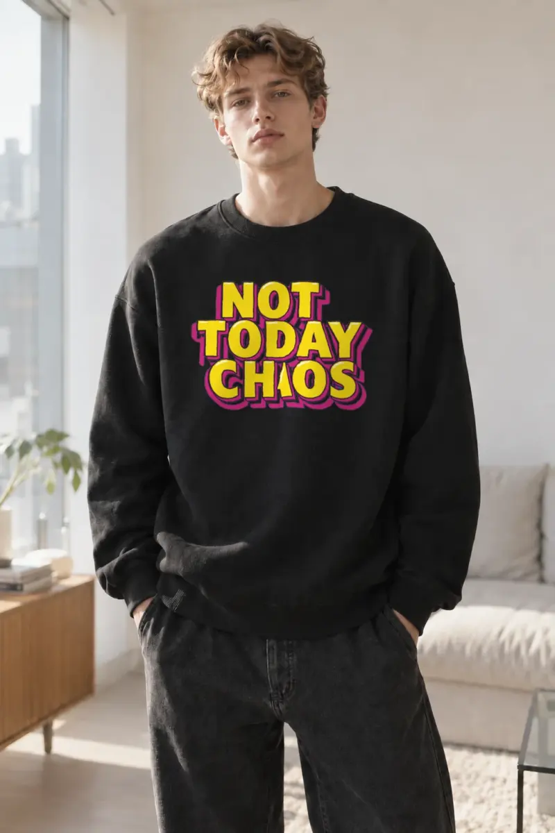 “Not Today Chaos” Heavy Blend Unisex Crewneck Sweatshirt | Gildan 18000