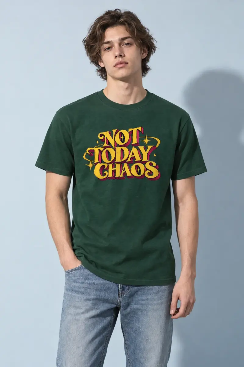 "Not Today Chaos" Heavyweight Unisex Crewneck T-shirt