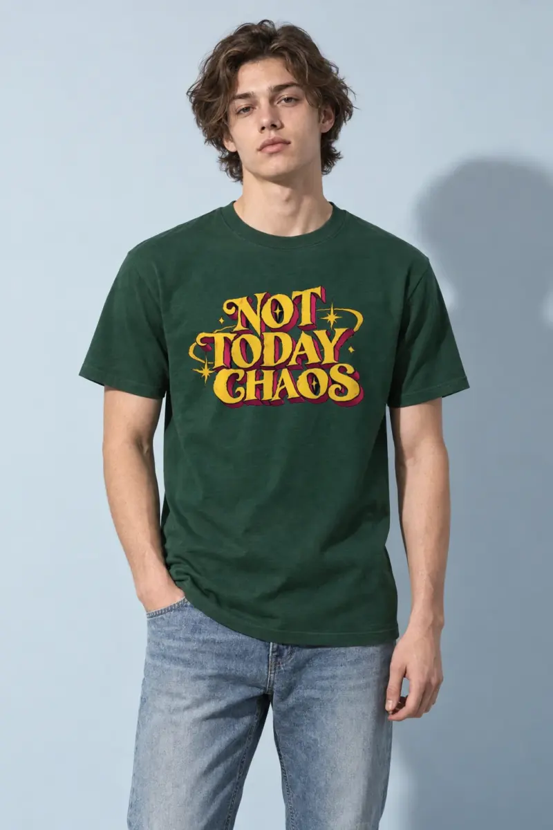 "Not Today Chaos" Heavyweight Unisex Crewneck T-shirt