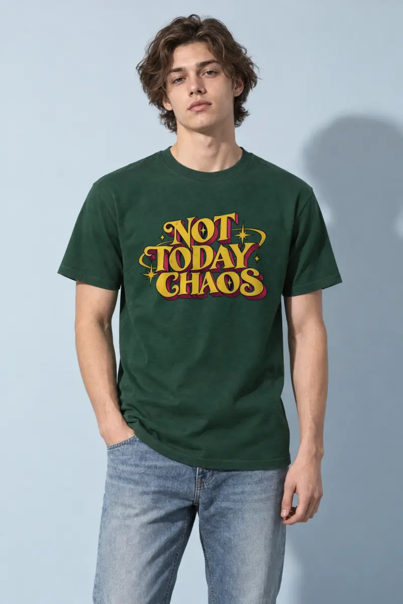 "Not Today Chaos" Heavyweight Unisex Crewneck T-shirt