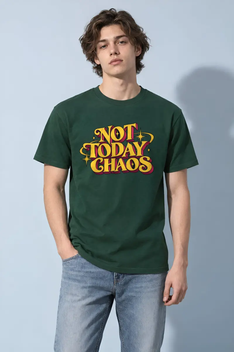 "Not Today Chaos" Heavyweight Unisex Crewneck T-shirt