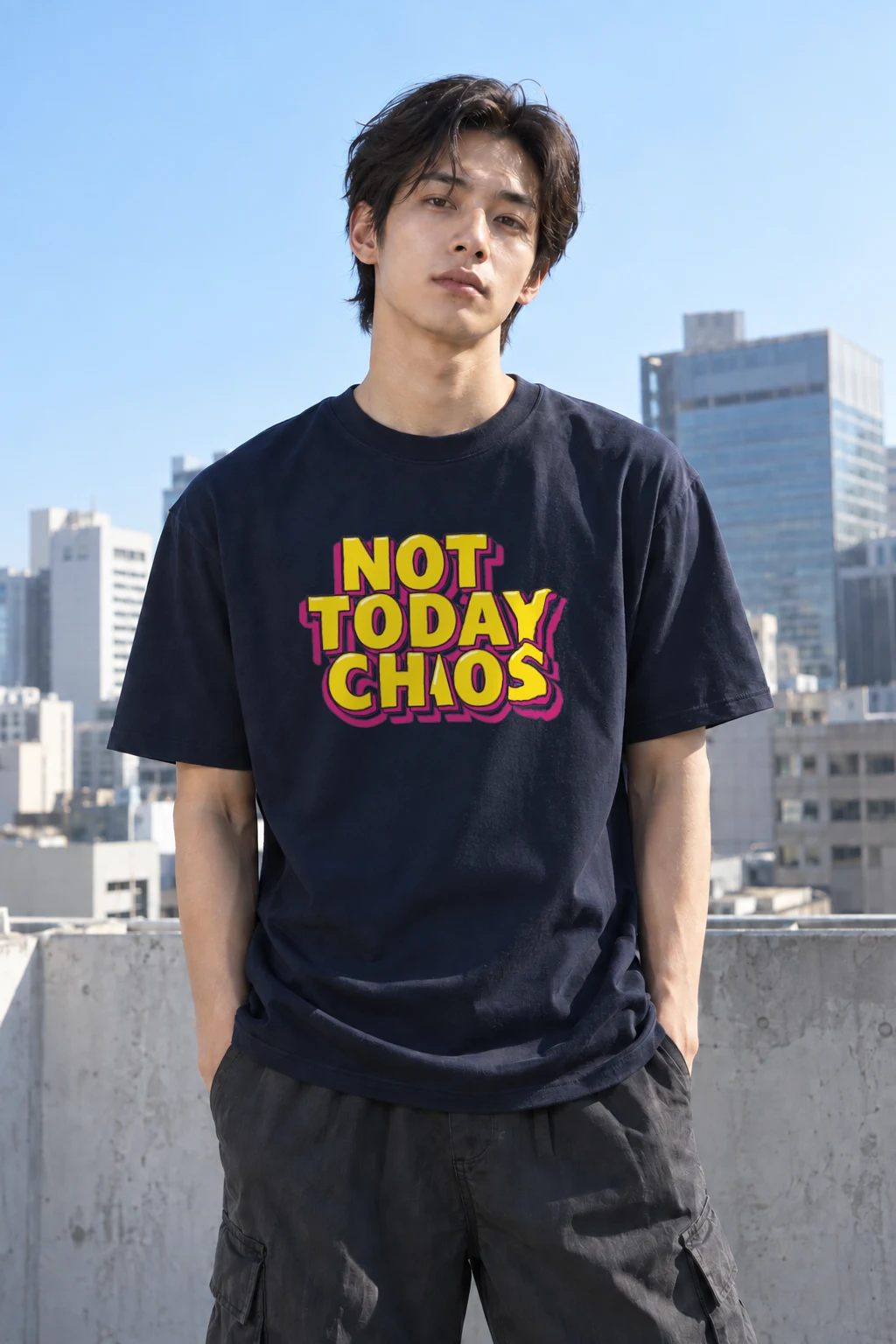 "Not Today Chaos" Heavyweight Unisex Crewneck T-shirt | Gildan 5000