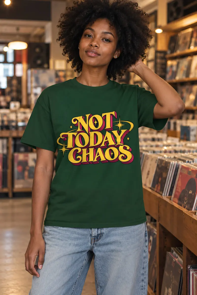 "Not Today Chaos" Heavyweight Unisex Crewneck T-shirt