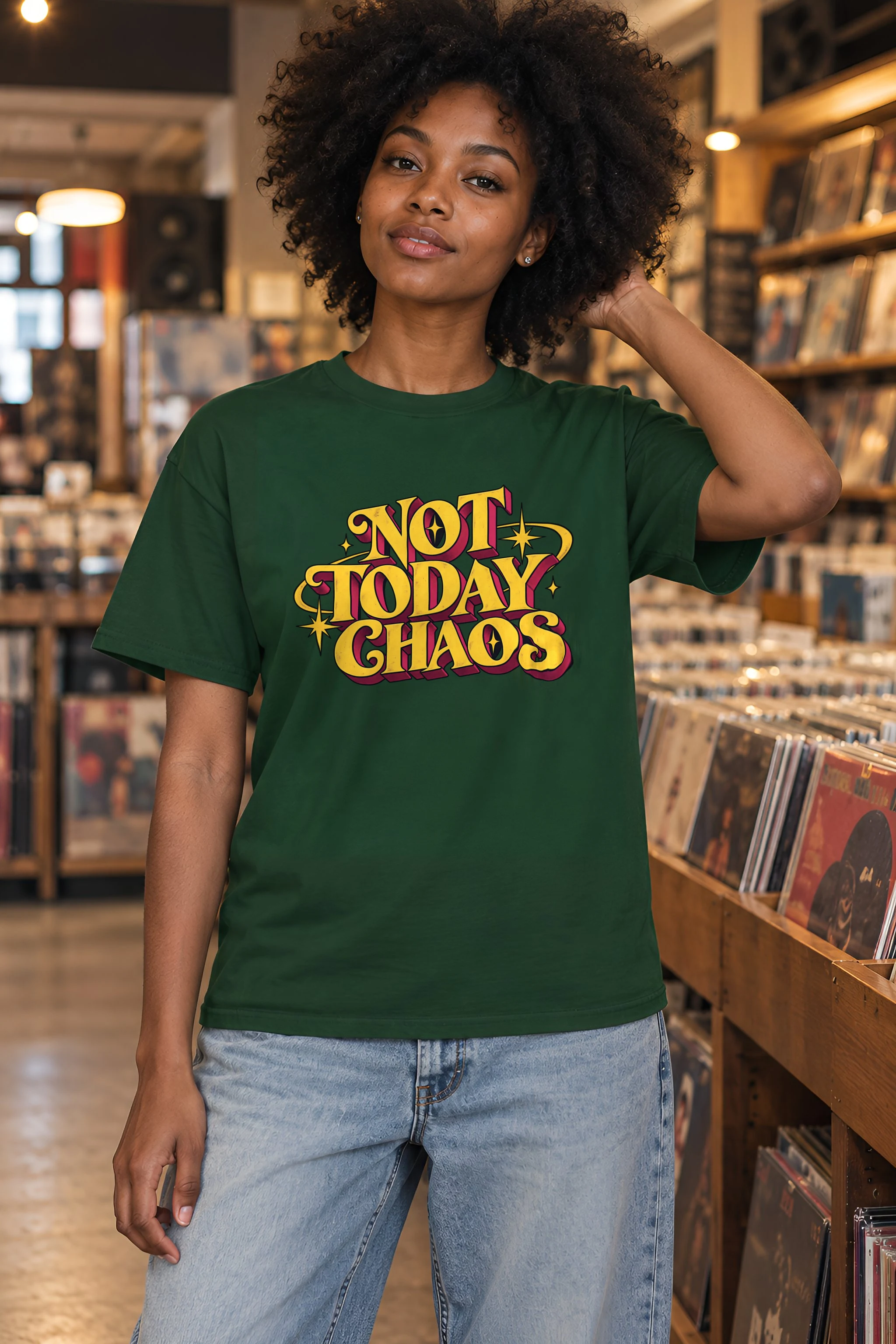 "Not Today Chaos" Heavyweight Unisex Crewneck T-shirt