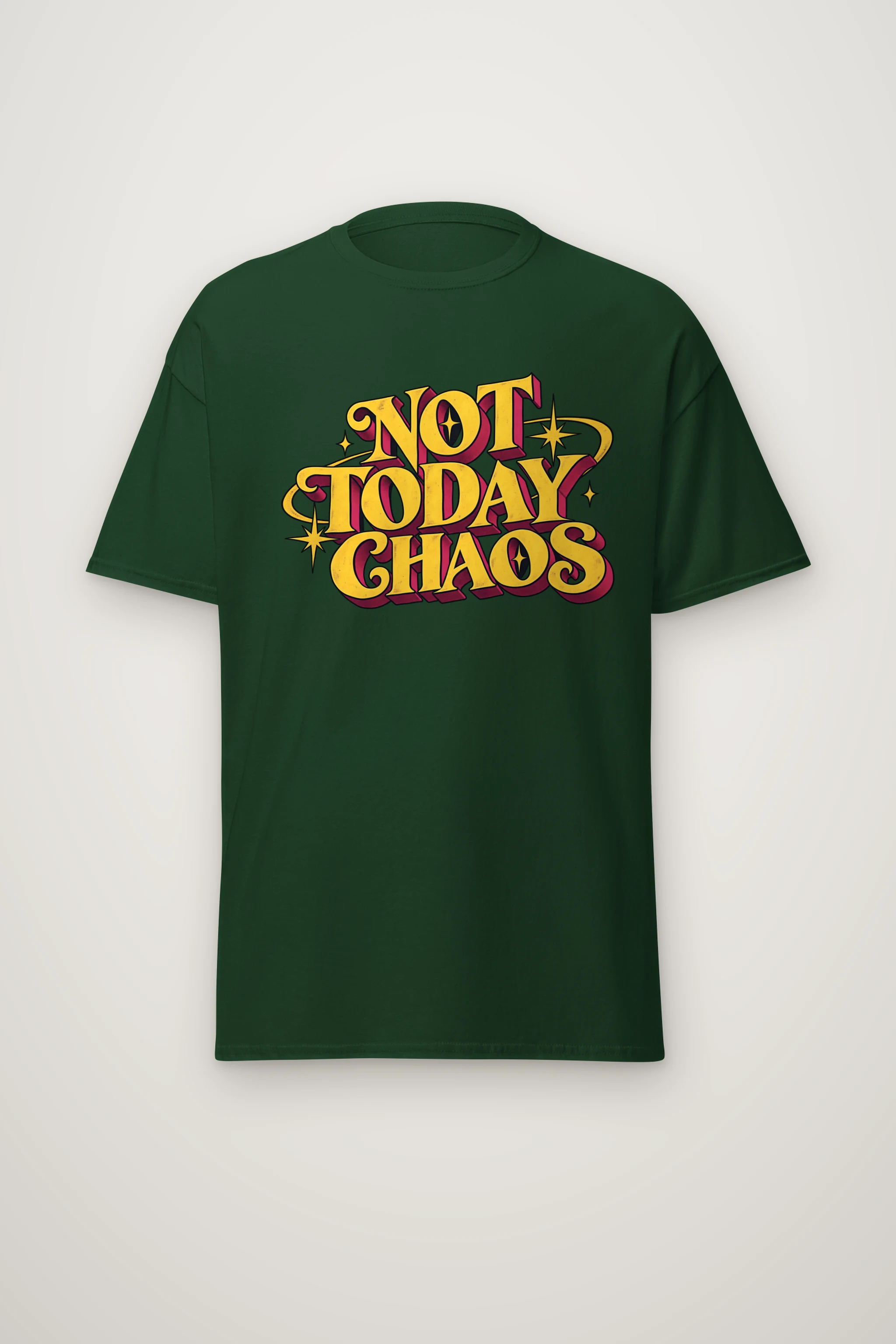 "Not Today Chaos" Heavyweight Unisex Crewneck T-shirt