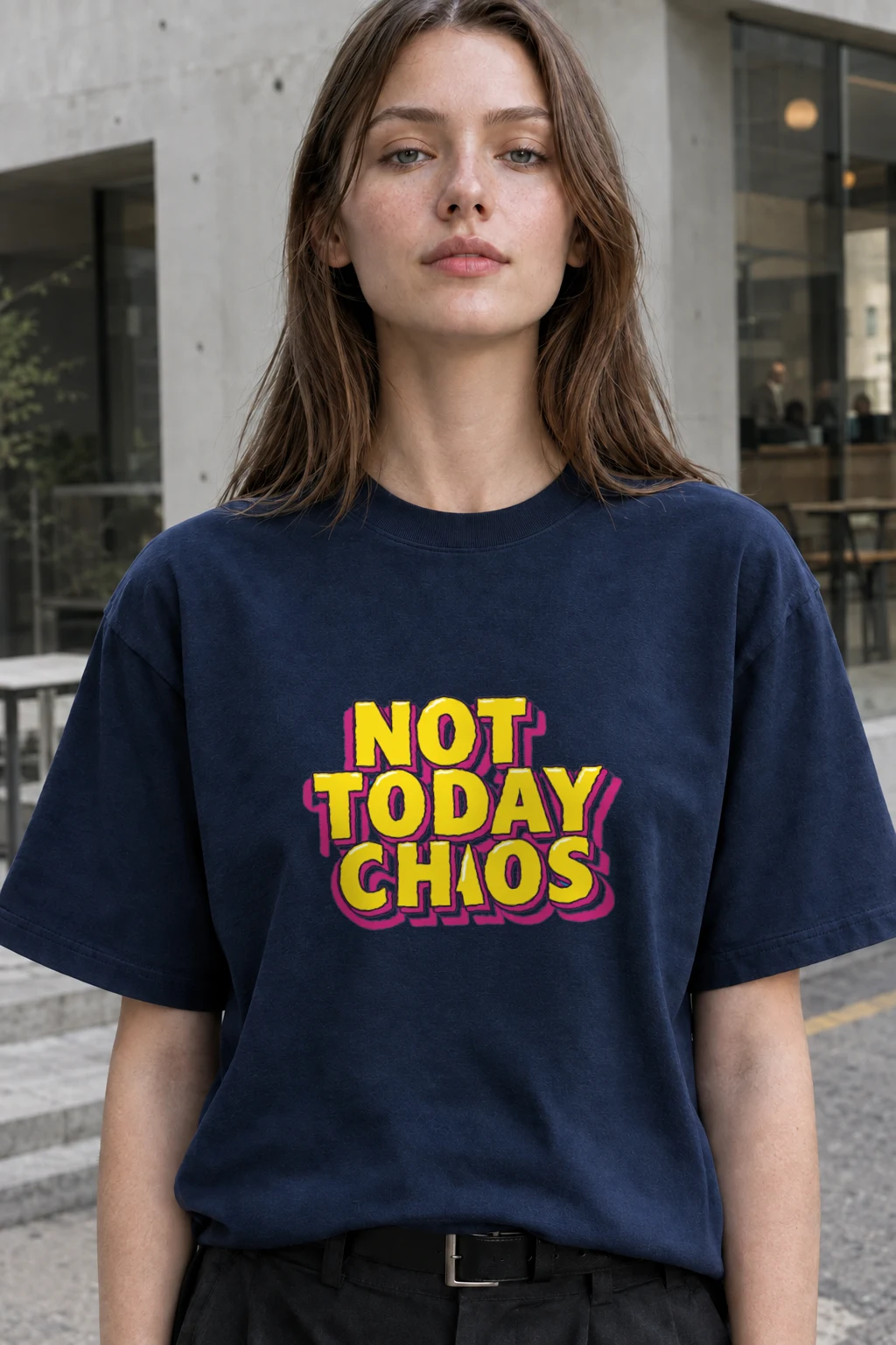 "Not Today Chaos" Heavyweight Unisex Crewneck T-shirt | Gildan 5000