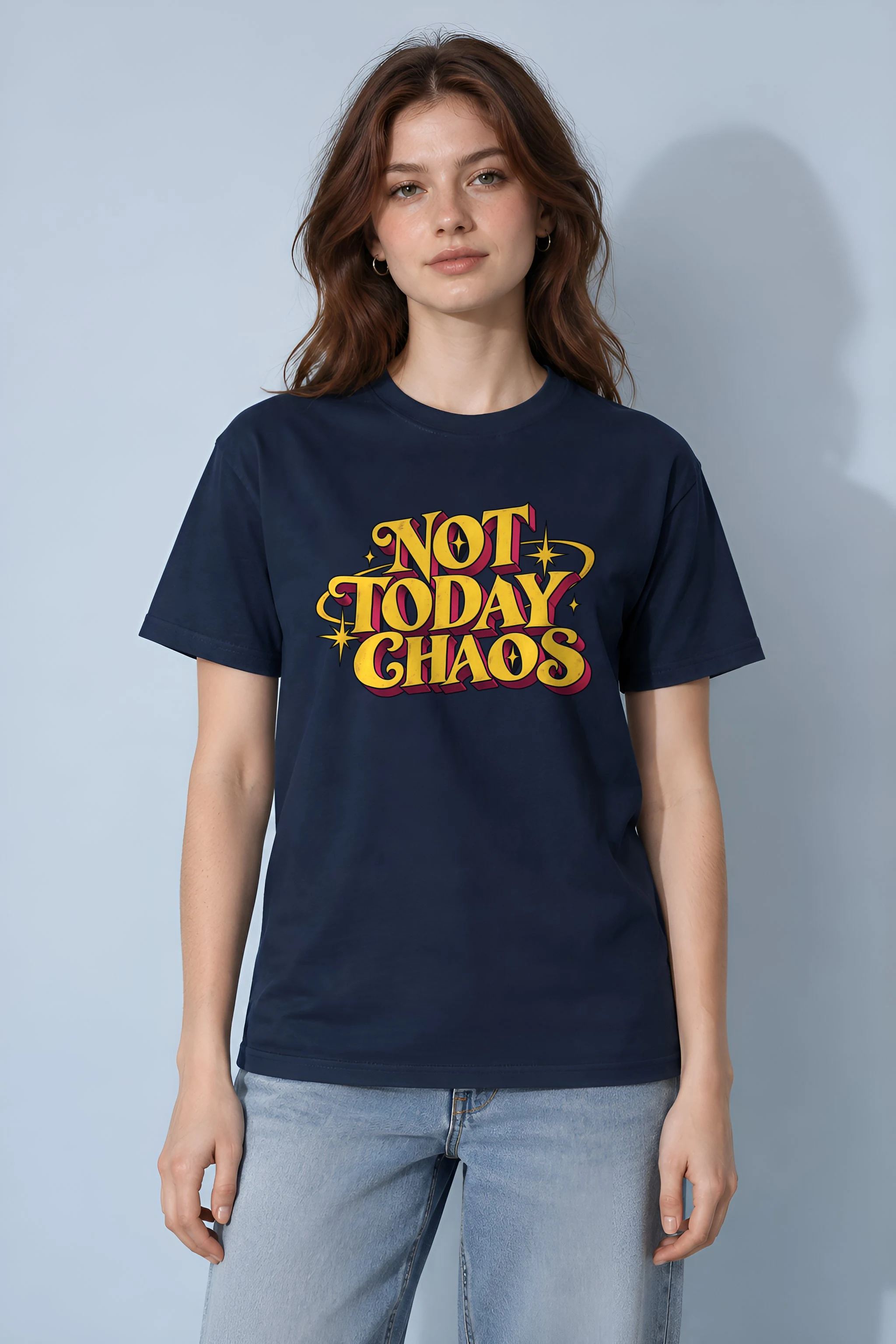 "Not Today Chaos" Heavyweight Unisex Crewneck T-shirt