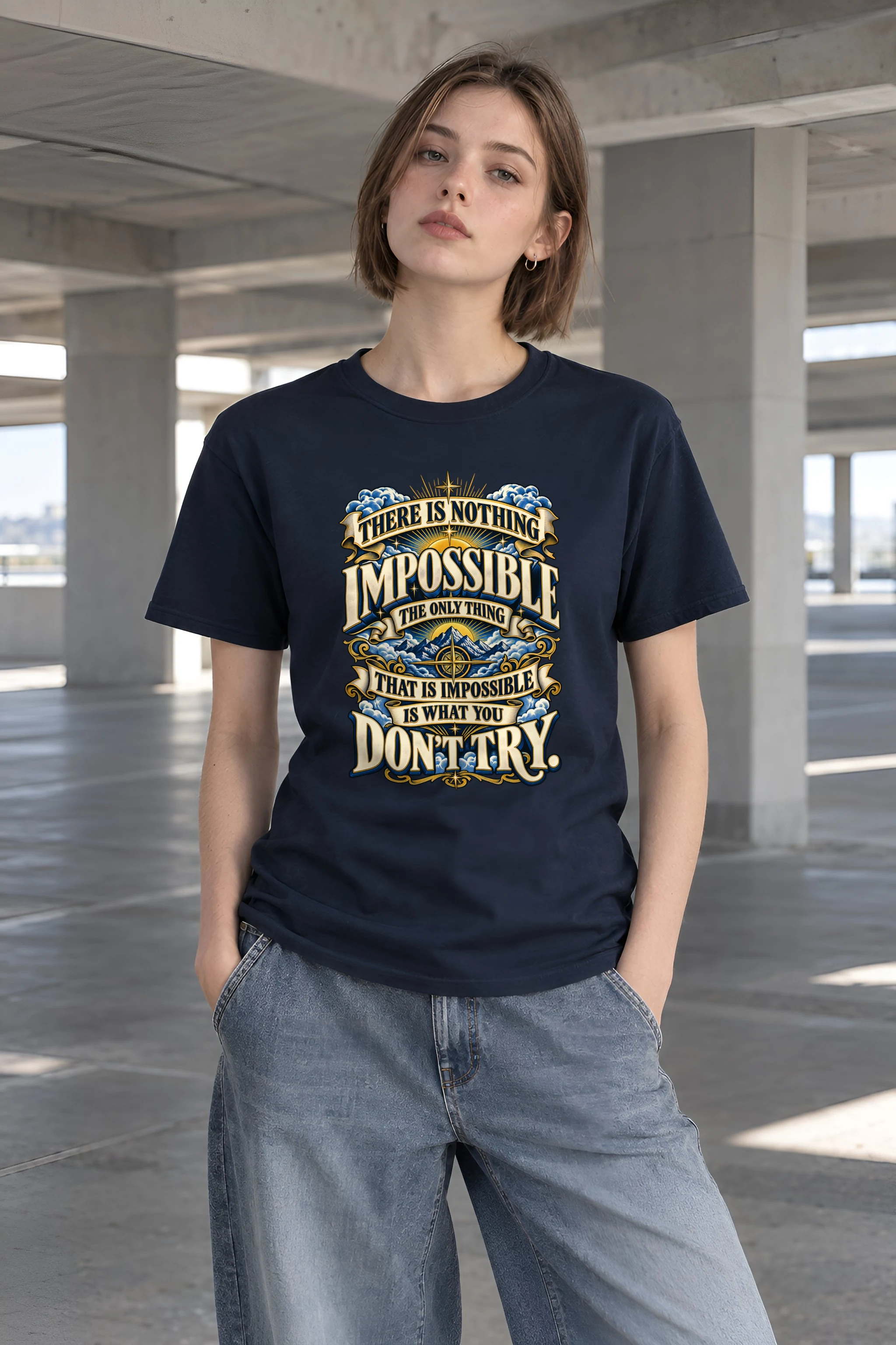 "Radiant Mountain Resolve" Heavyweight Unisex Crewneck T-shirt