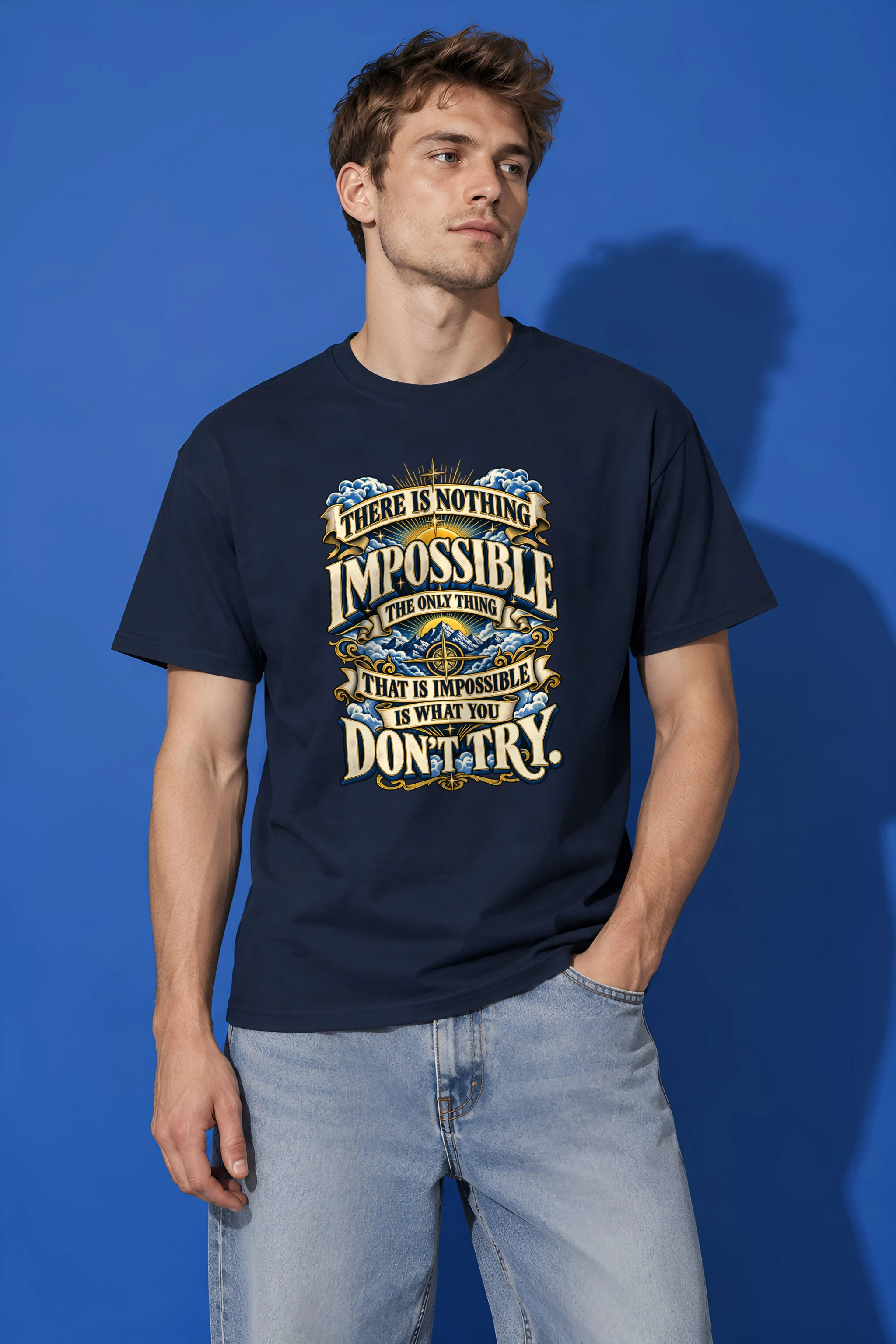 "Radiant Mountain Resolve" Heavyweight Unisex Crewneck T-shirt