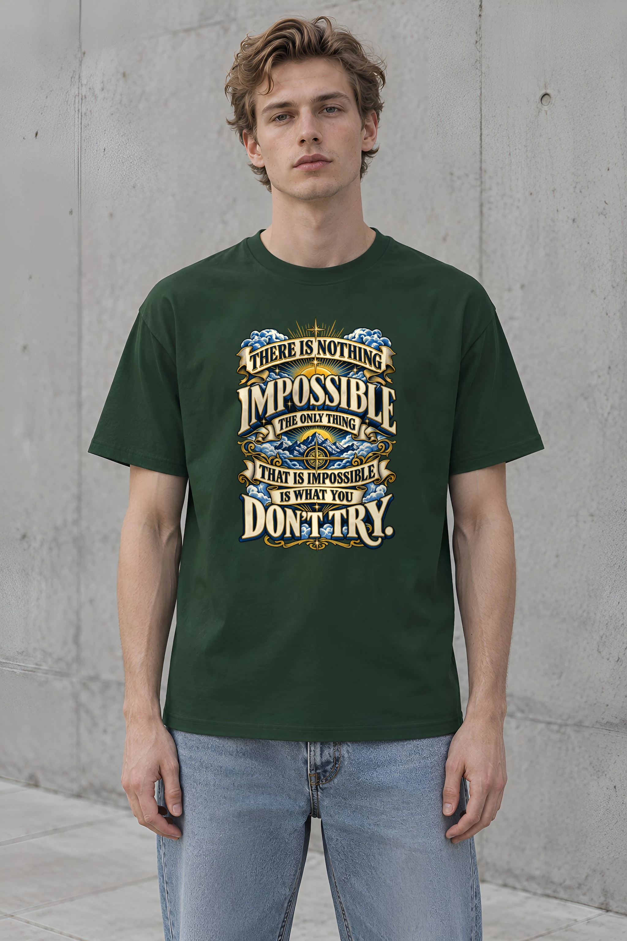 "Radiant Mountain Resolve" Heavyweight Unisex Crewneck T-shirt