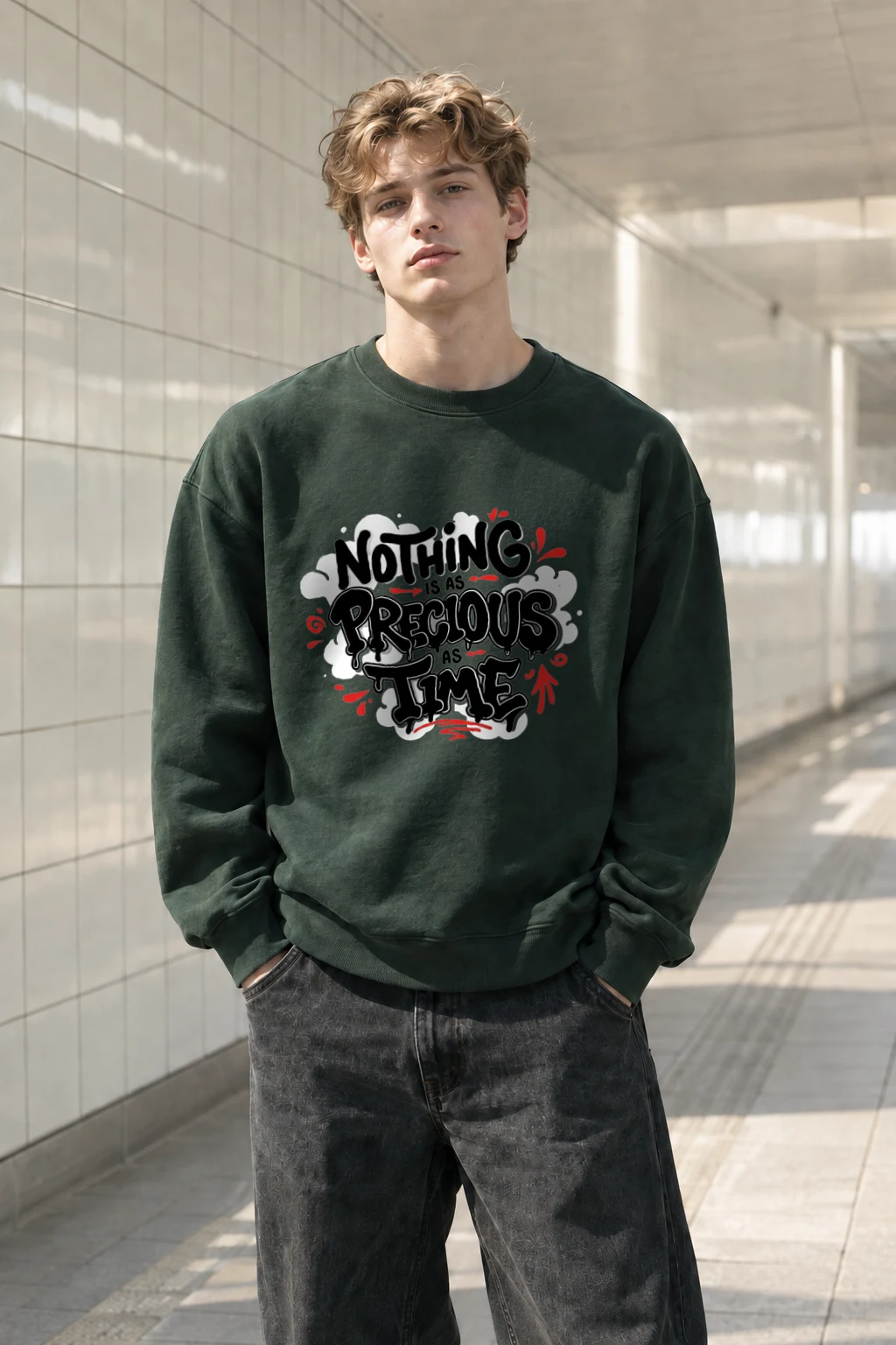 "Nothing Is As Precious As Time" Heavy Blend Unisex Crewneck Sweatshirt | Gildan 18000