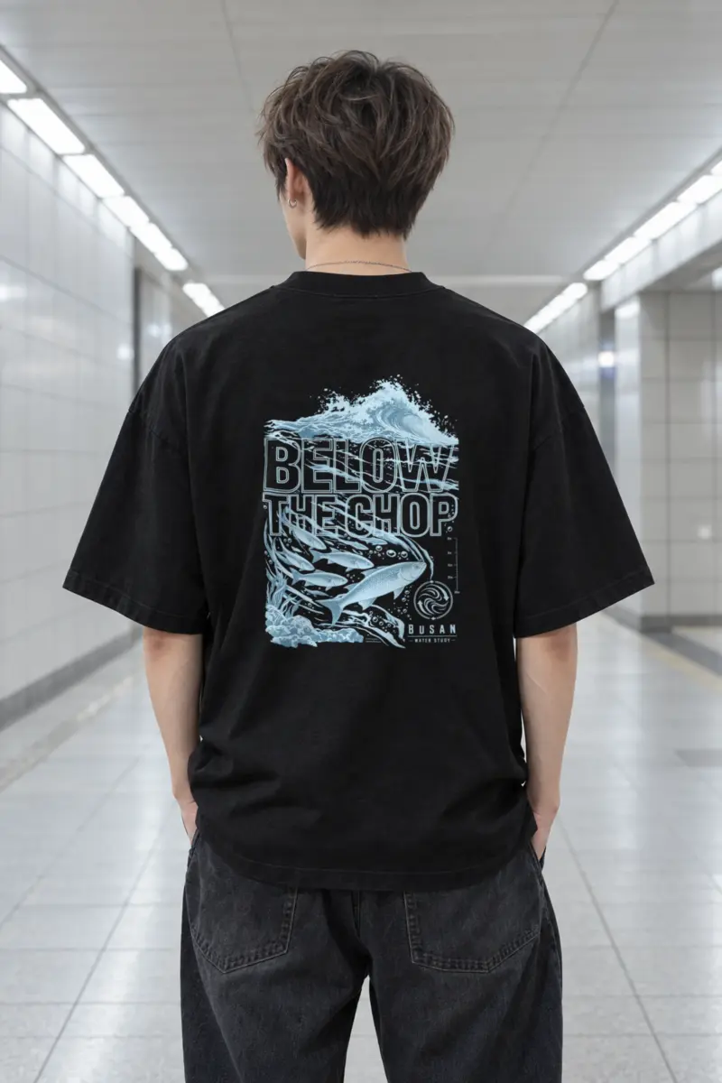 "Ocean Depth Study" Men's Oversized Heavyweight Crewneck T-Shirt