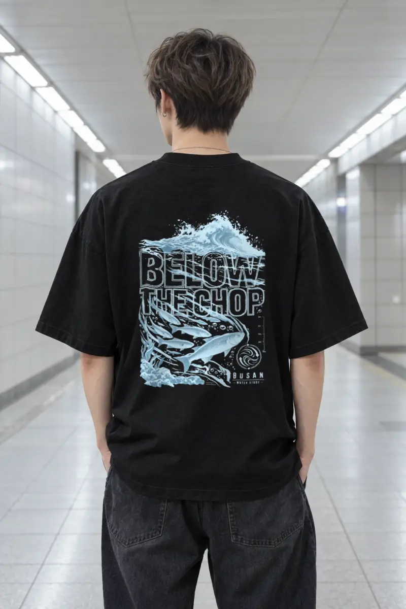 "Ocean Depth Study" Men's Oversized Heavyweight Crewneck T-Shirt