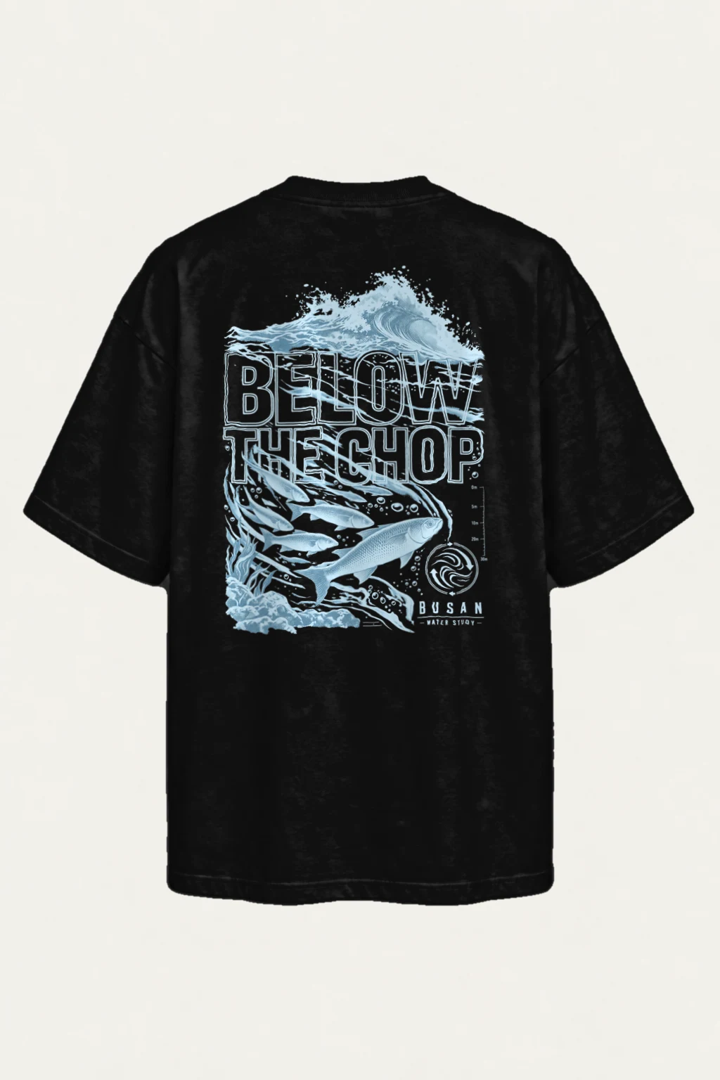 "Ocean Depth Study" Men's Oversized Heavyweight Crewneck T-Shirt | Shaka Wear SHMHSS