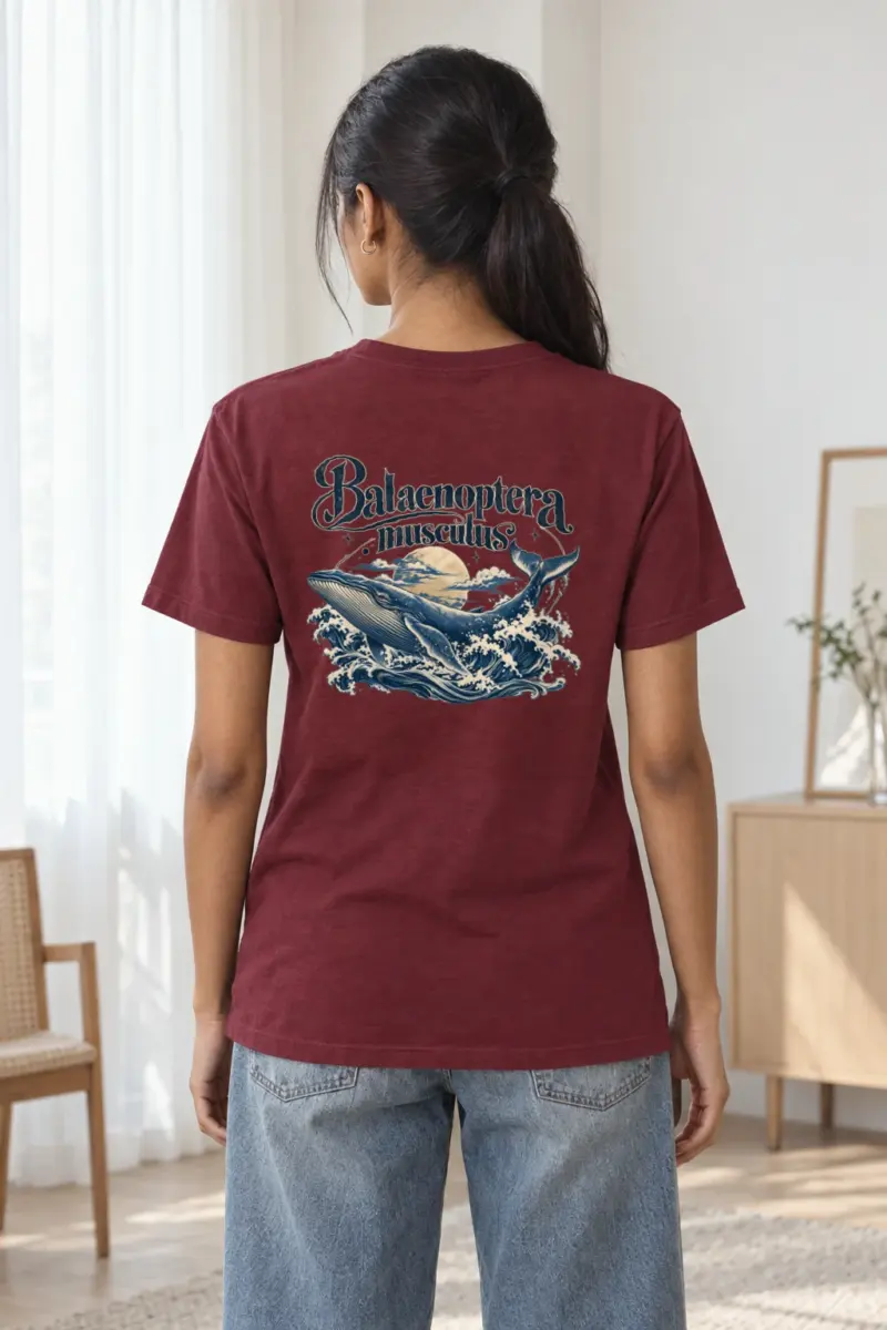 "Ocean Whale Engraving" Heavyweight Unisex Crewneck T-shirt | Gildan 5000