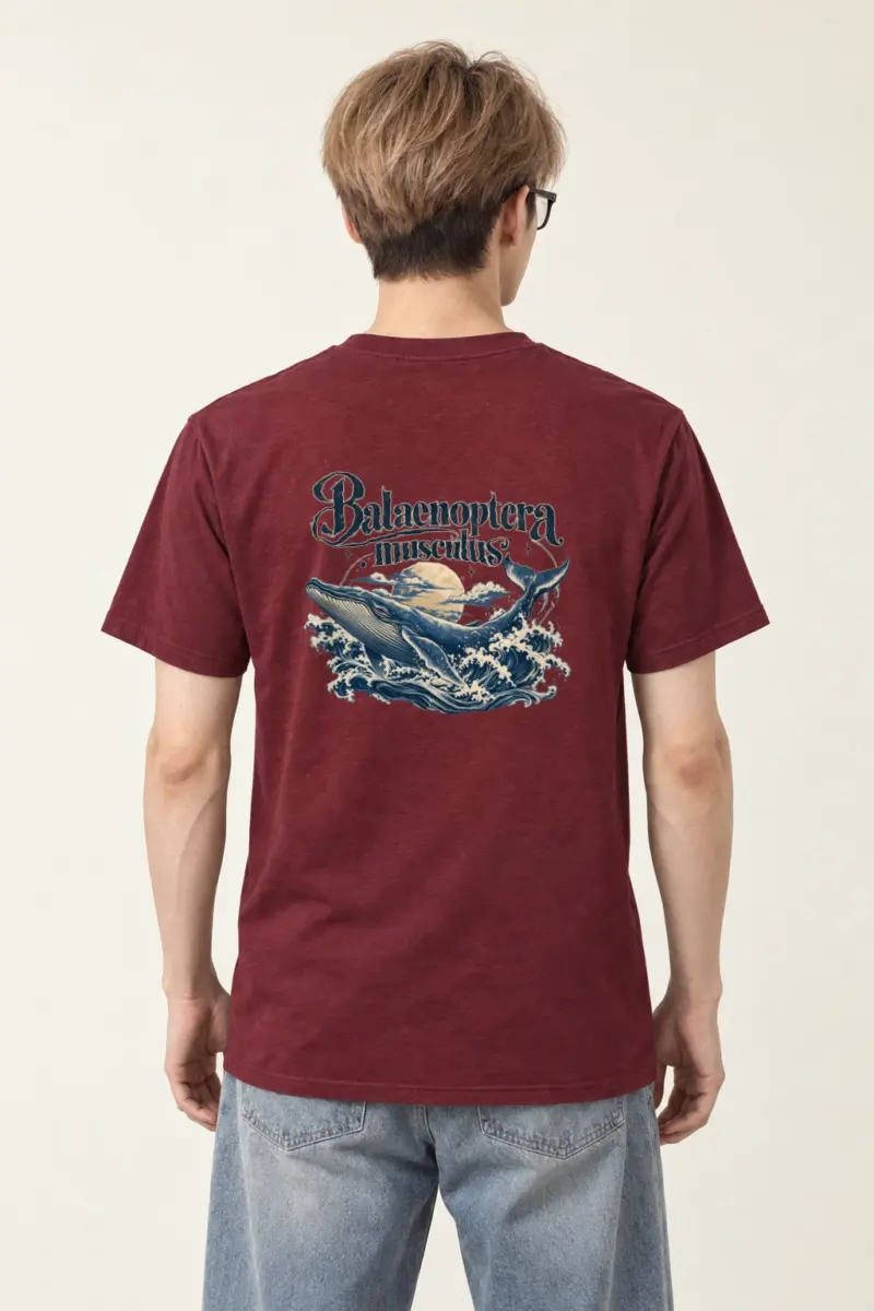 "Ocean Whale Engraving" Heavyweight Unisex Crewneck T-shirt