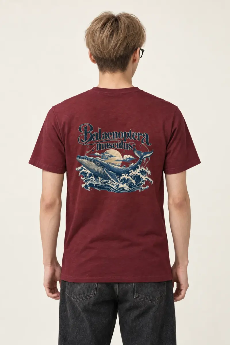 "Ocean Whale Engraving" Heavyweight Unisex Crewneck T-shirt | Gildan 5000