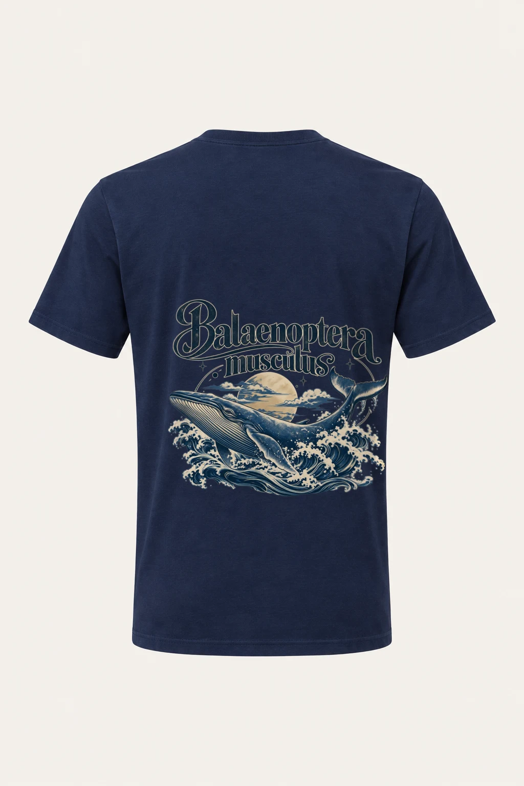 "Ocean Whale Engraving" Heavyweight Unisex Crewneck T-shirt | Gildan 5000