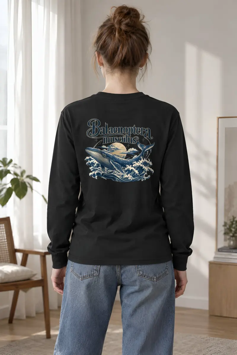 "Ocean Whale Engraving" Unisex Longsleeve T-shirt