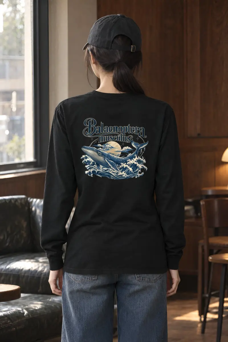 "Ocean Whale Engraving" Unisex Longsleeve T-shirt