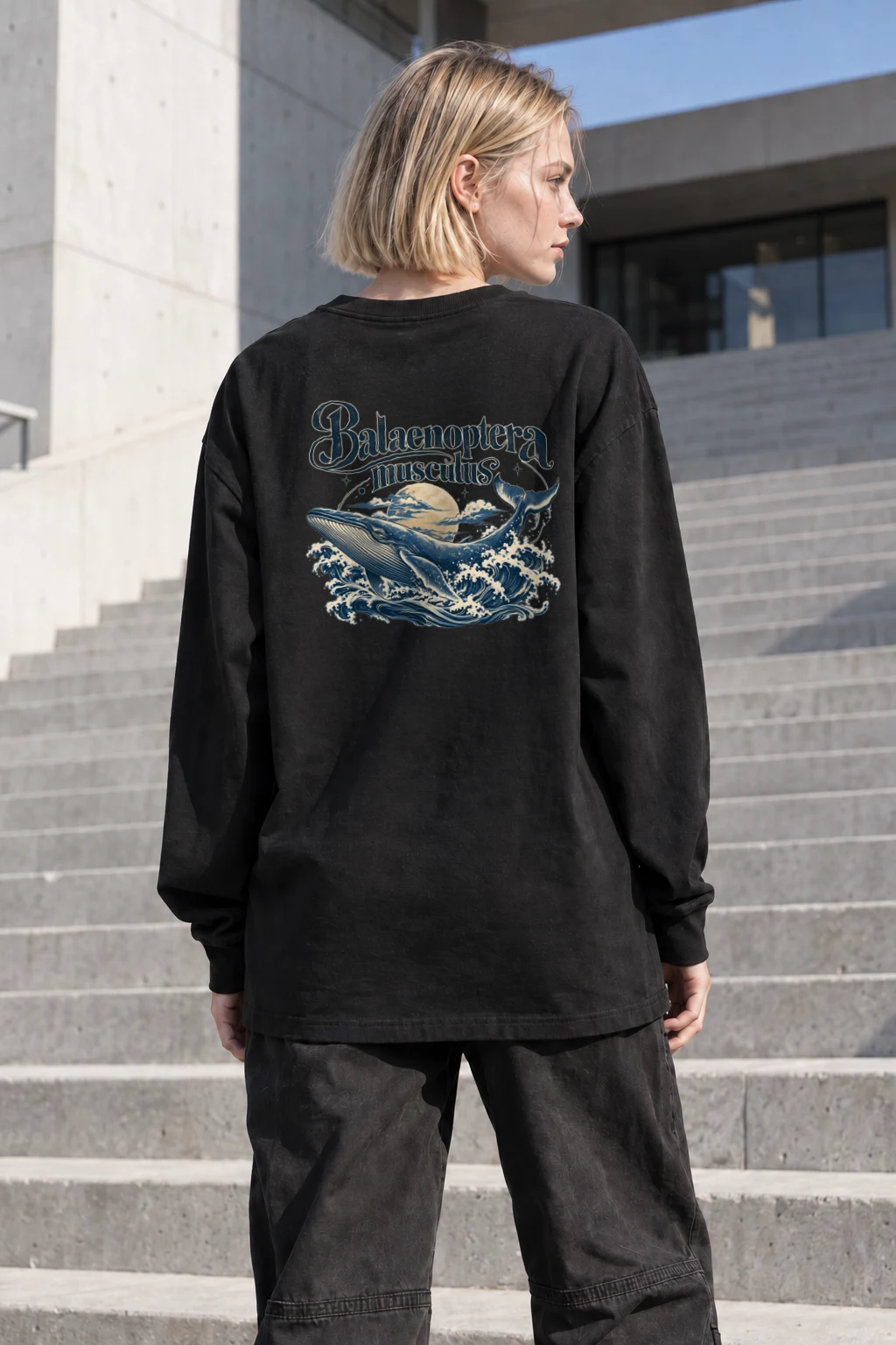 "Ocean Whale Engraving" Unisex Longsleeve T-shirt | Gildan 2400