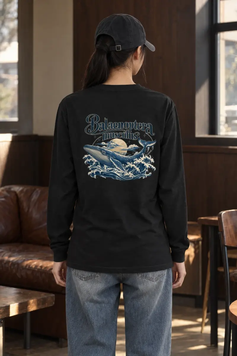 "Ocean Whale Engraving" Unisex Longsleeve T-shirt | Gildan 2400