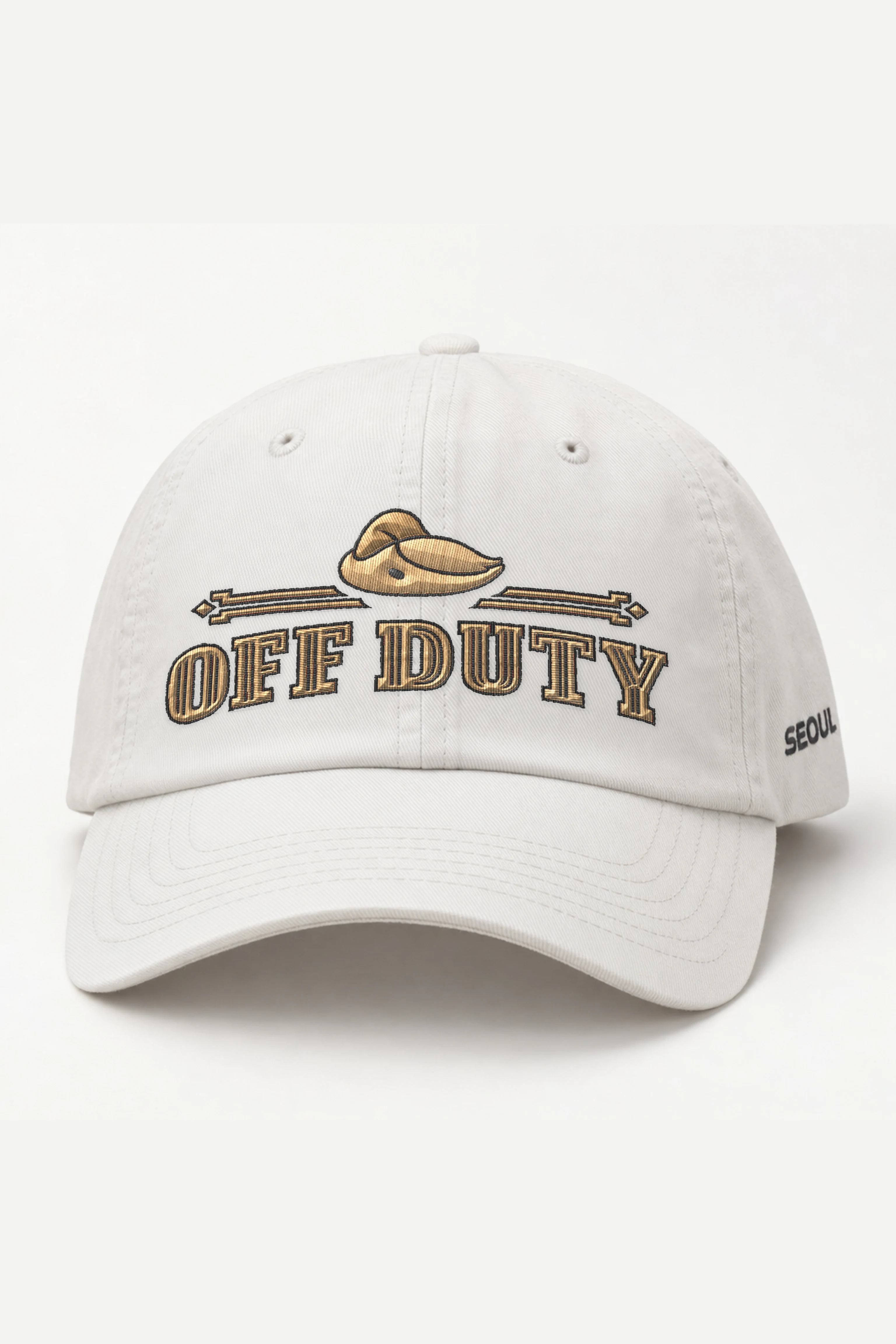 "Off Duty Cap" Classic Dad Hat · Embroidered — white/cap-front