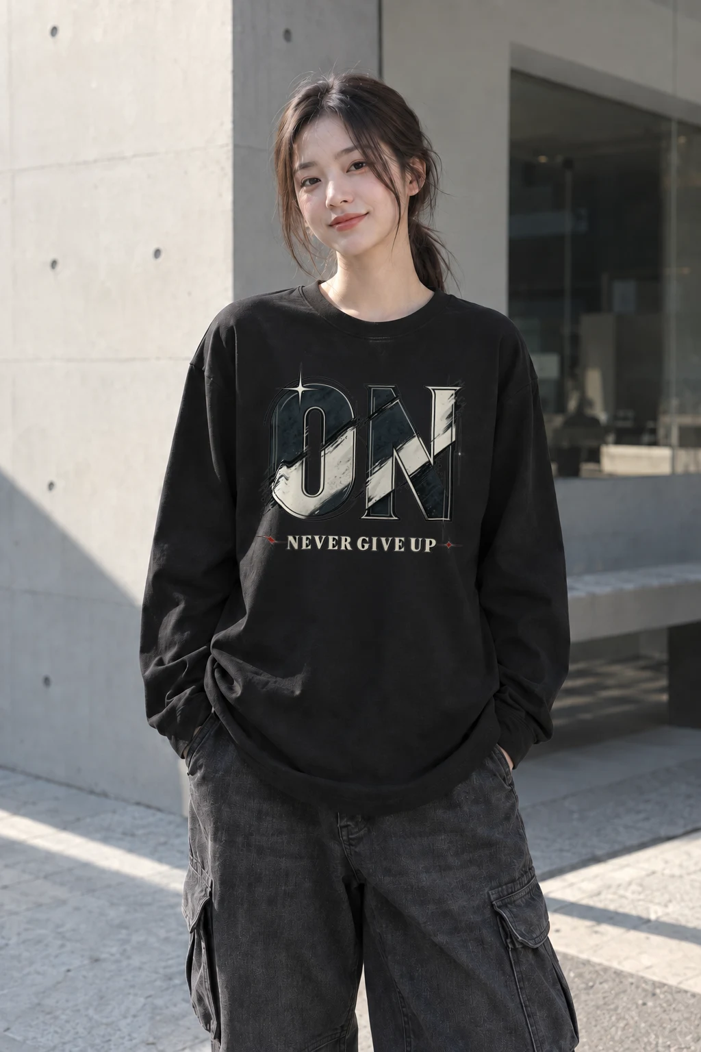 "OK Never Give Up" Unisex Longsleeve T-shirt | Gildan 2400