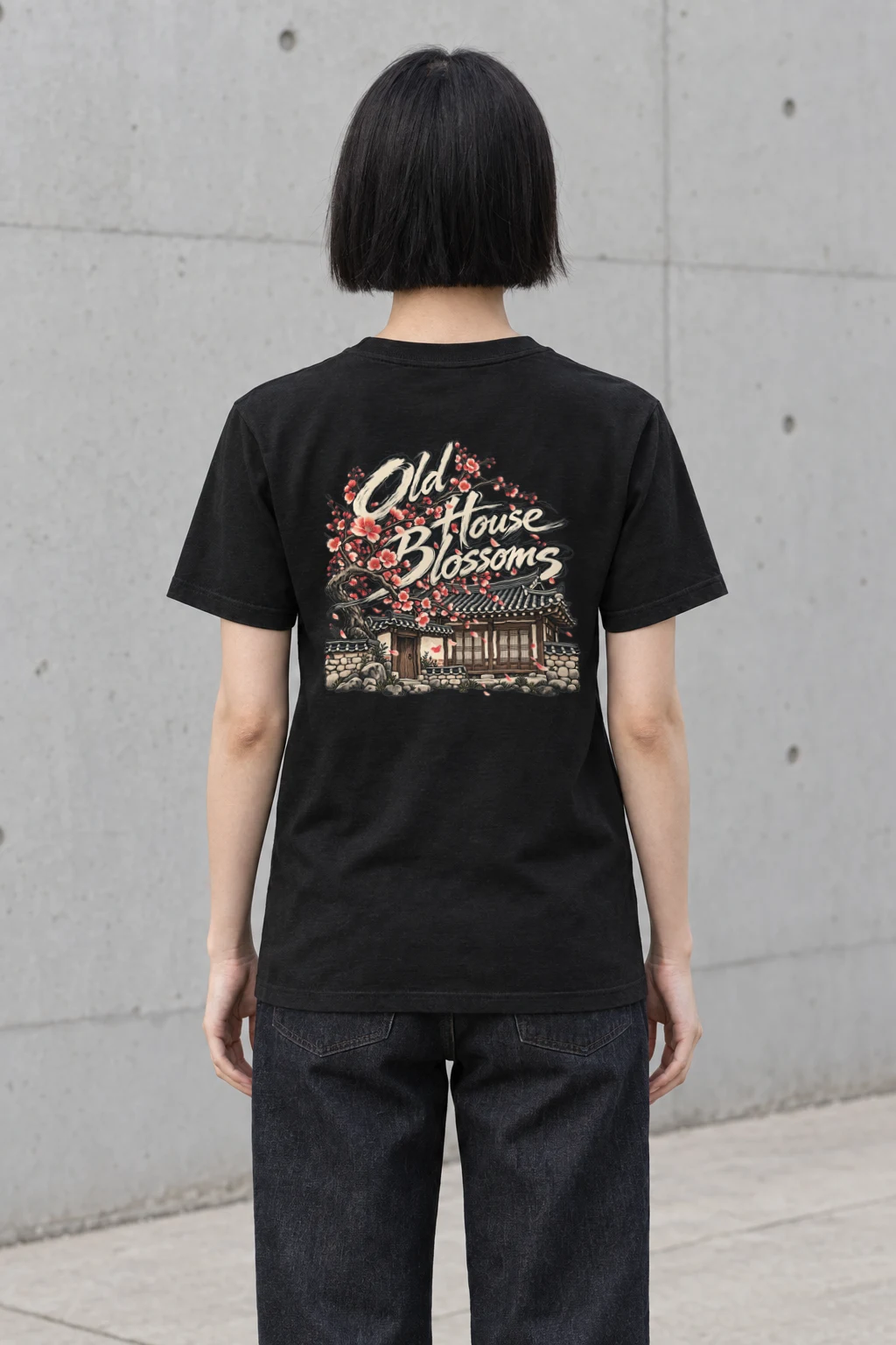"Old House Blossoms" Heavyweight Unisex Crewneck T-shirt | Gildan 5000
