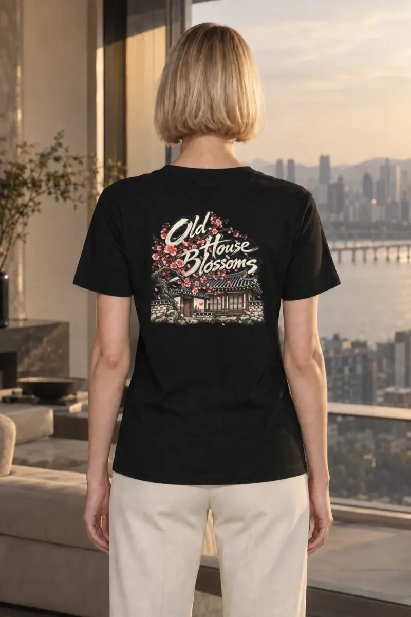 "Old House Blossoms" Heavyweight Unisex Crewneck T-shirt | Gildan 5000