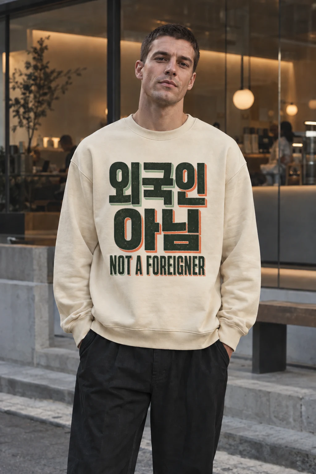 "Old School Not A Foreigner" Unisex Sponge Fleece Crewneck Sweatshirt | Bella + Canvas 3901