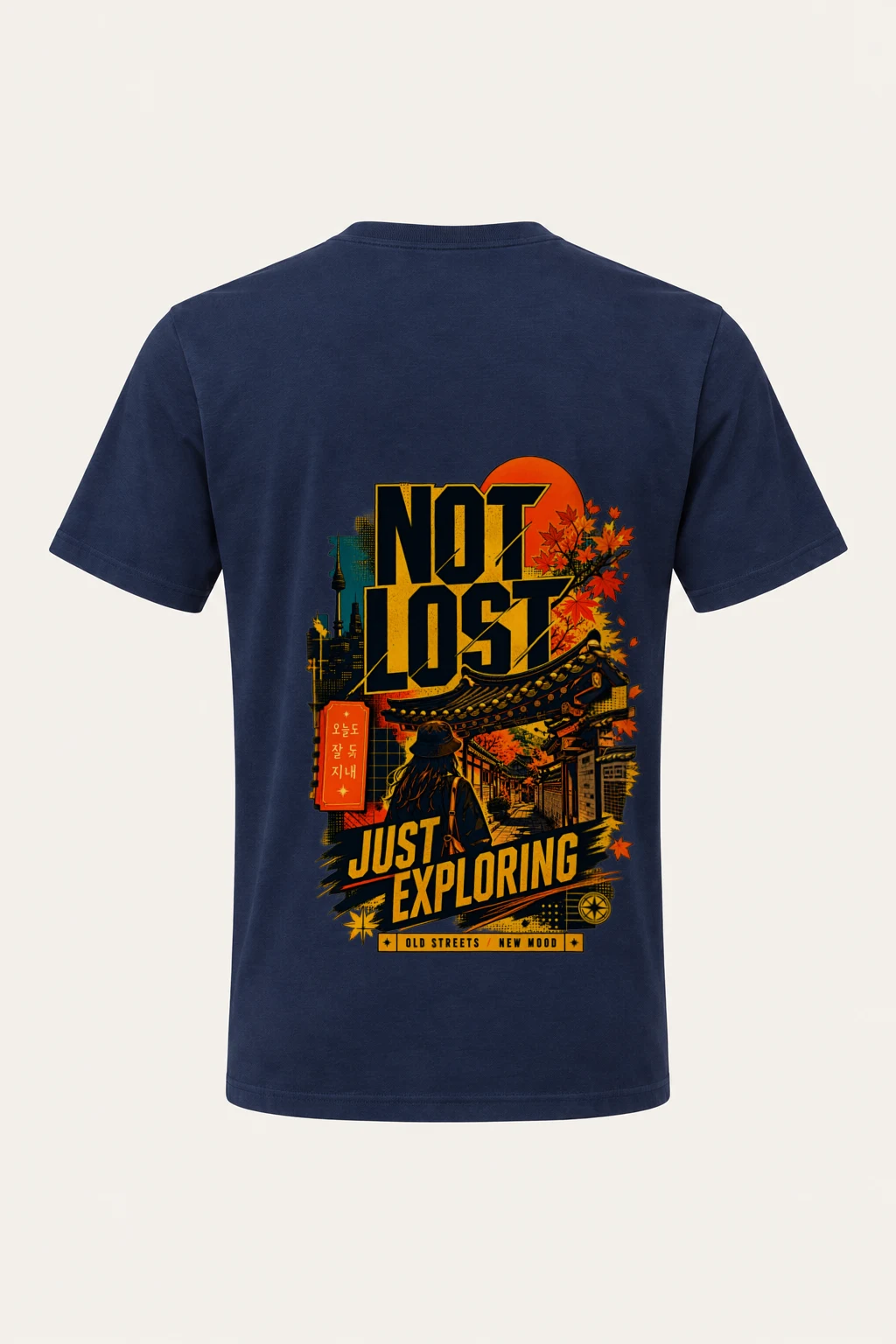 "Old Streets New Mood" Heavyweight Unisex Crewneck T-shirt | Gildan 5000