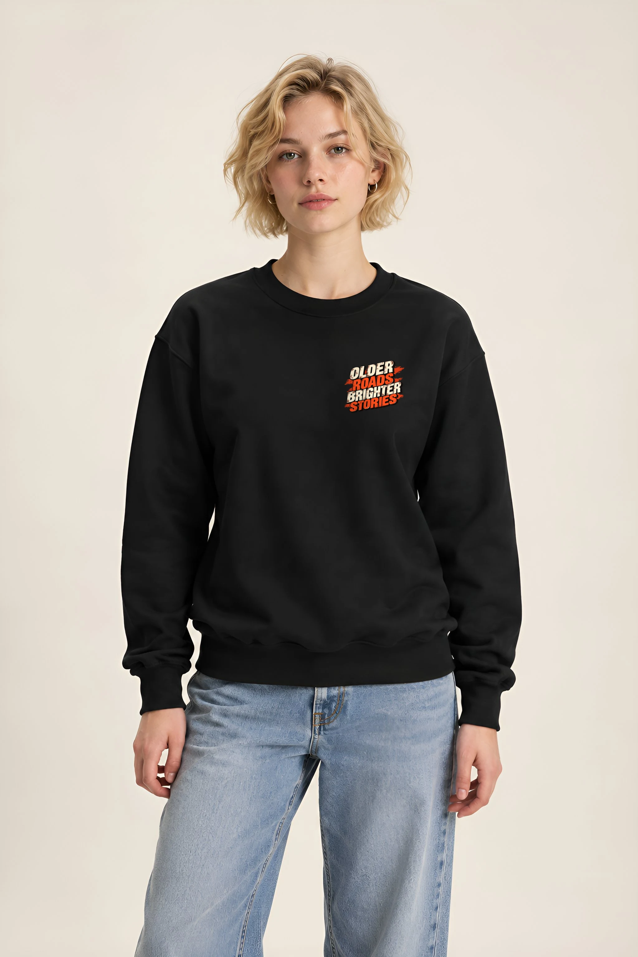 "Older Roads Brighter Stories" 1 Crewneck Sweatshirt