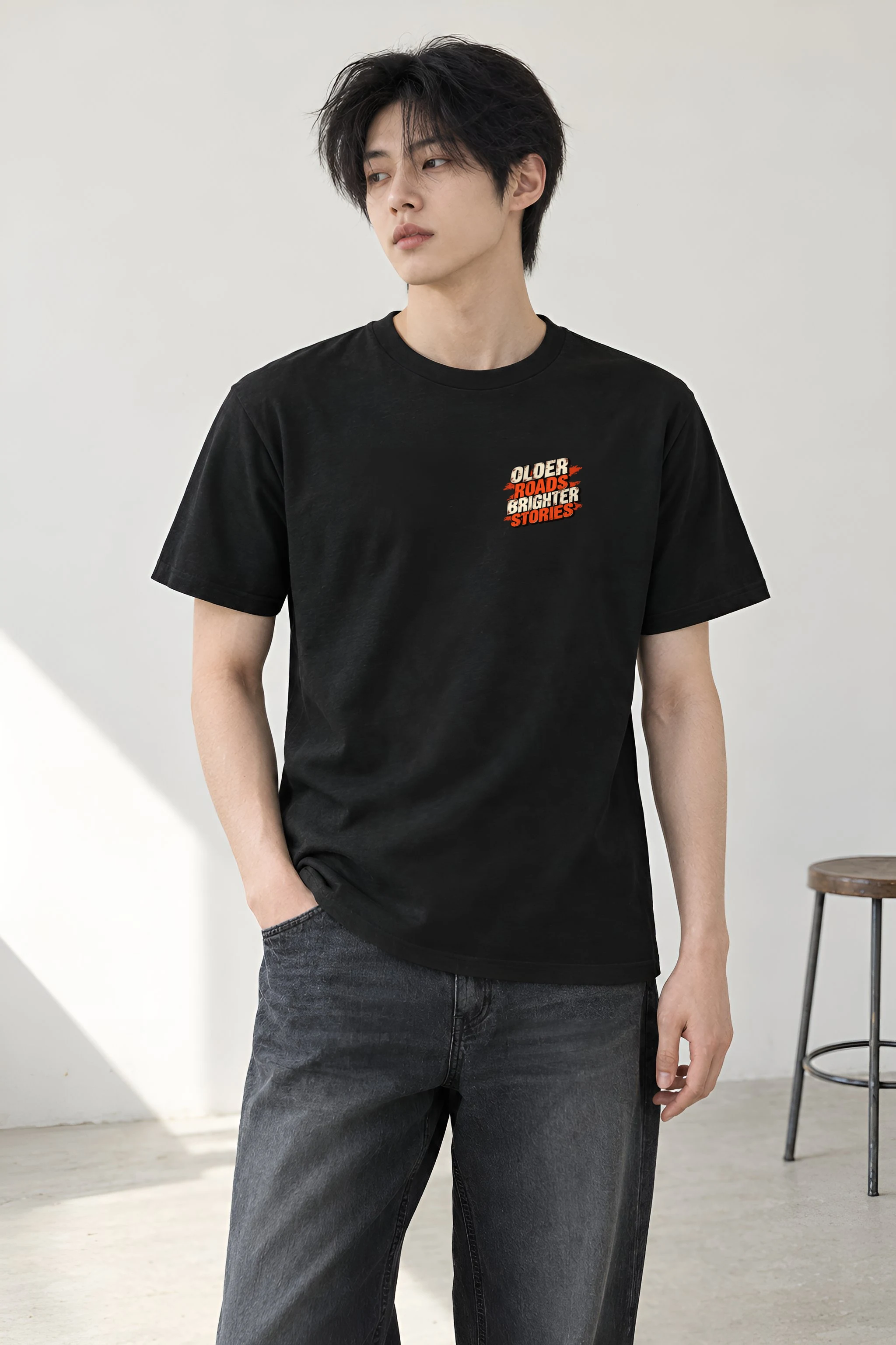 "Older Roads Brighter Stories" Heavyweight Unisex Crewneck T-shirt