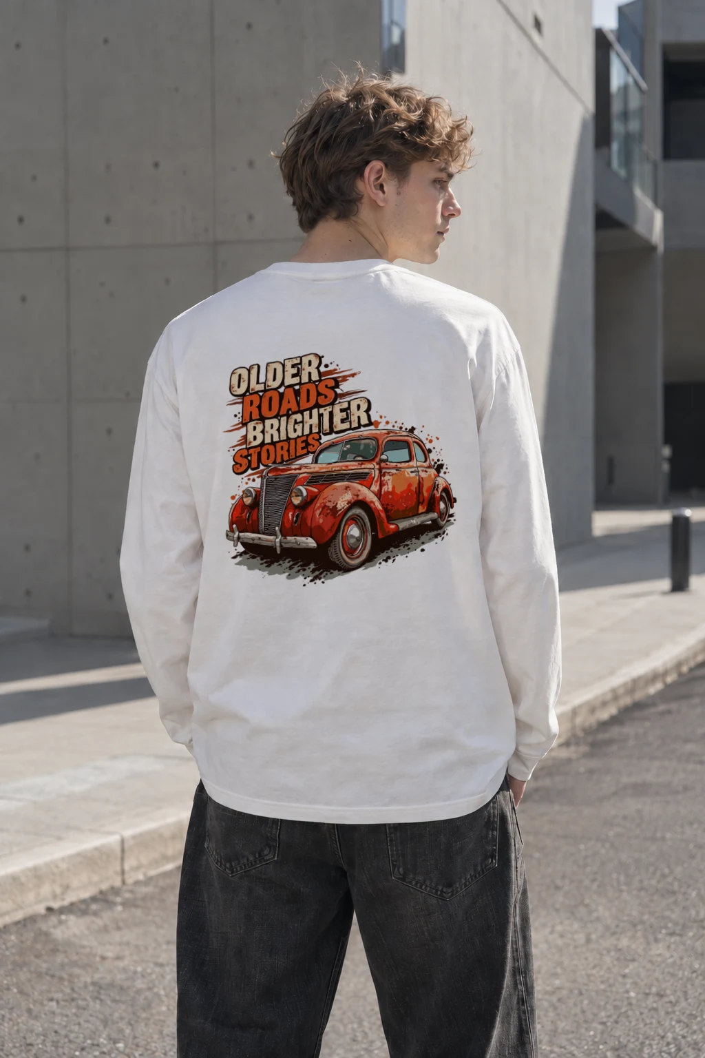 "Older Roads Brighter Stories" Unisex Longsleeve T-shirt | Gildan 2400