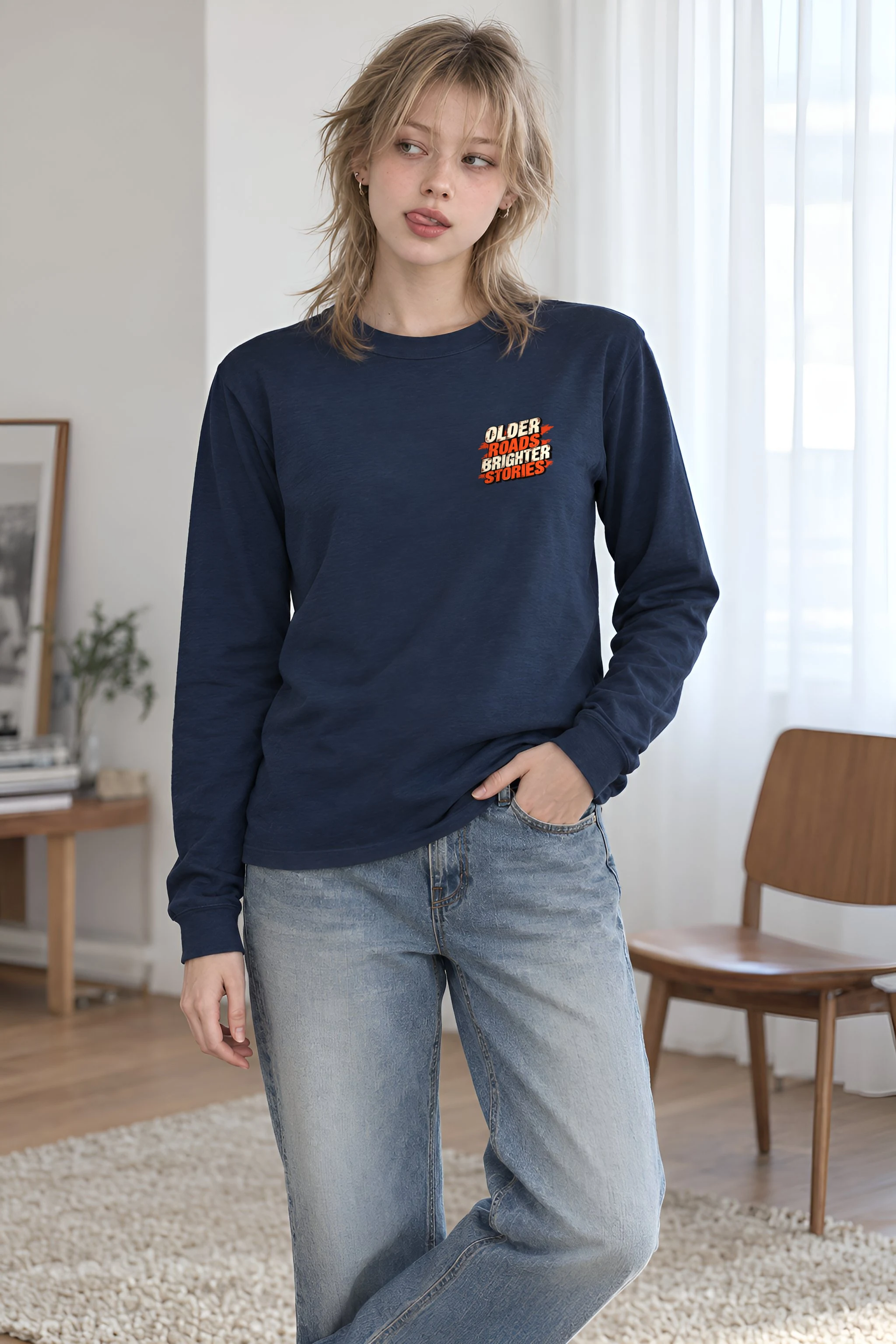 "Older Roads Brighter Stories" Unisex Longsleeve T-shirt