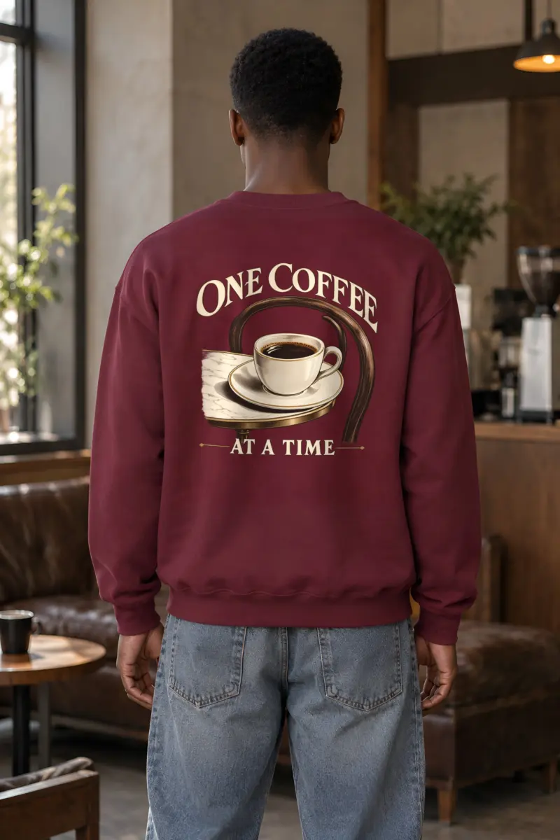 "One Coffee At A Time" Heavy Blend Unisex Crewneck Sweatshirt