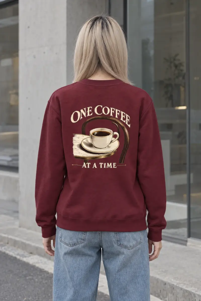 "One Coffee At A Time" Heavy Blend Unisex Crewneck Sweatshirt