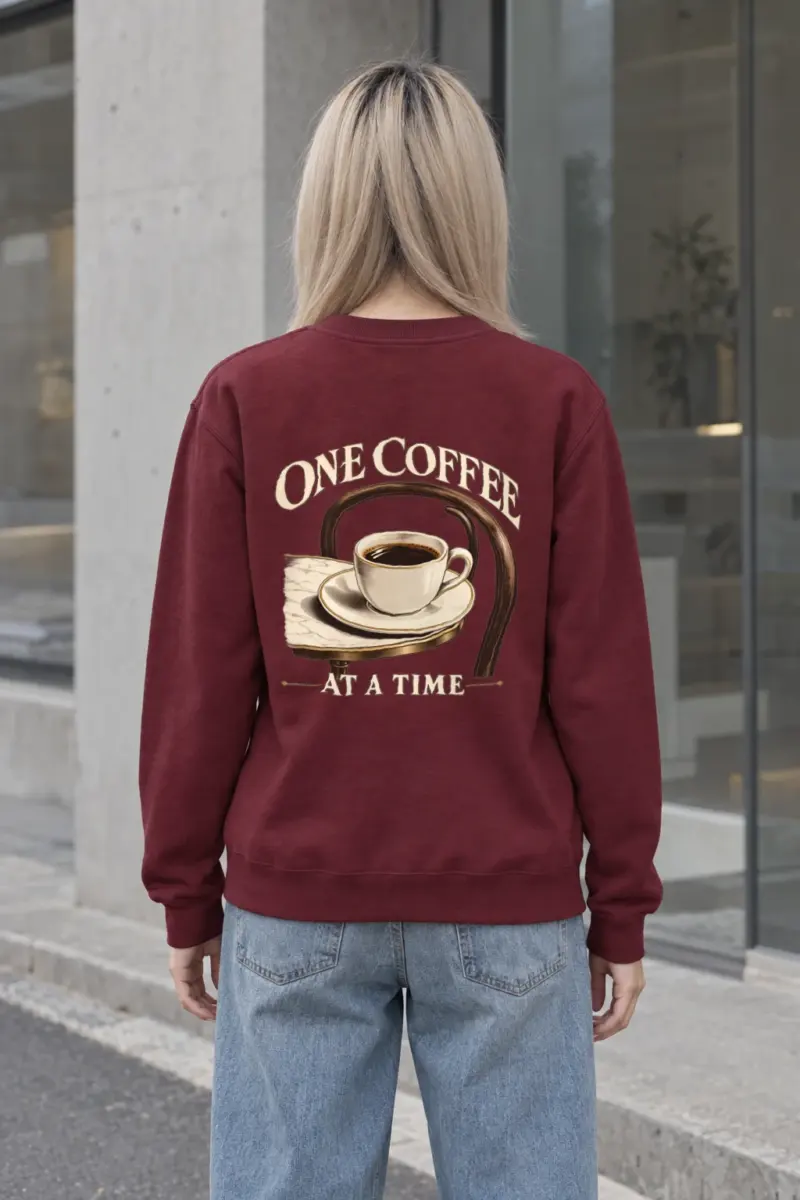 "One Coffee At A Time" Heavy Blend Unisex Crewneck Sweatshirt
