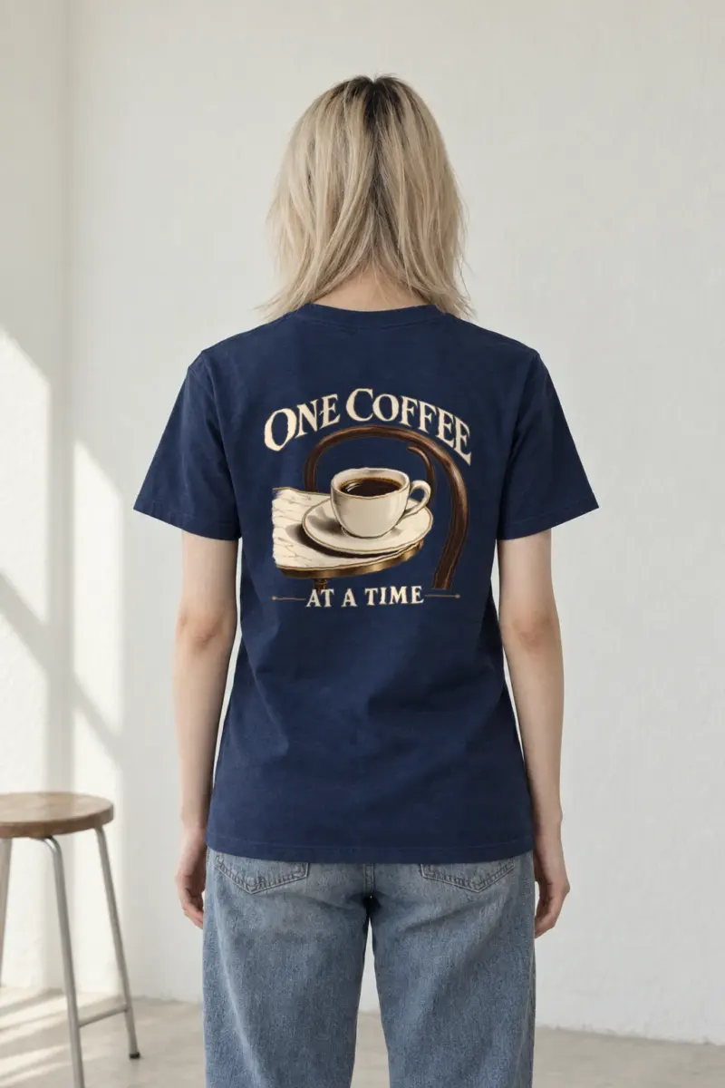 "One Coffee at a Time" Heavyweight Unisex Crewneck T-shirt