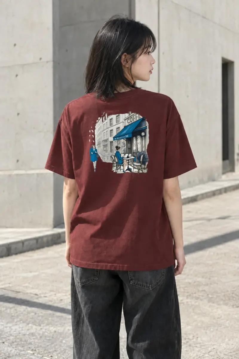 “One Coffee At A Time” Heavyweight Unisex Crewneck T-shirt | Gildan 5000
