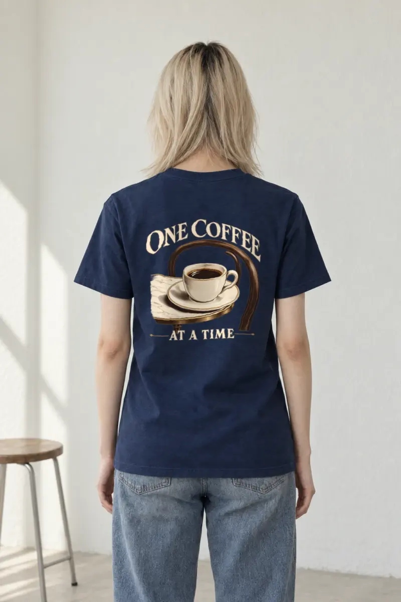 "One Coffee at a Time" Heavyweight Unisex Crewneck T-shirt