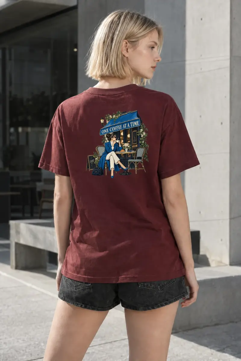 "One Coffee At A Time" Heavyweight Unisex Crewneck T-shirt | Gildan 5000