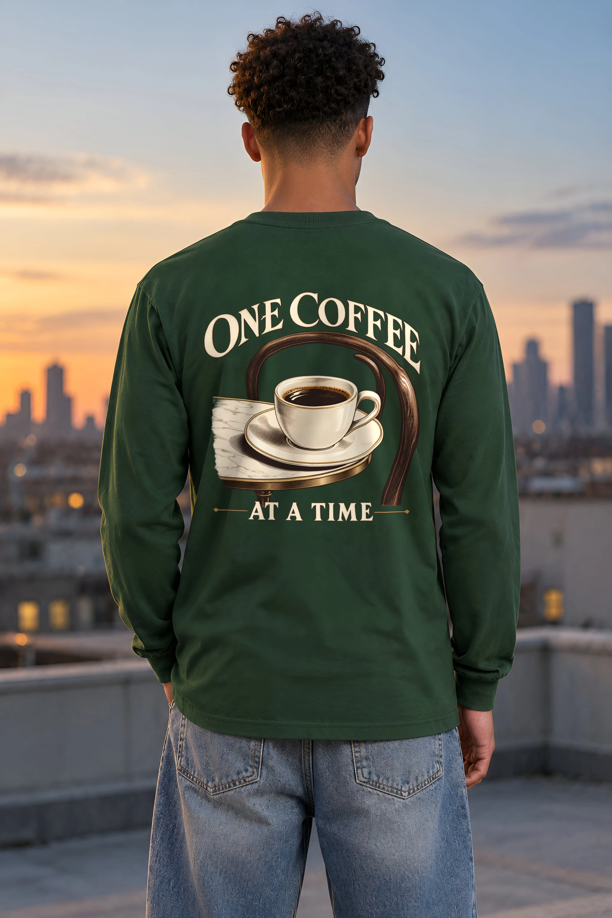 "One Coffee At A Time" Unisex Longsleeve T-shirt