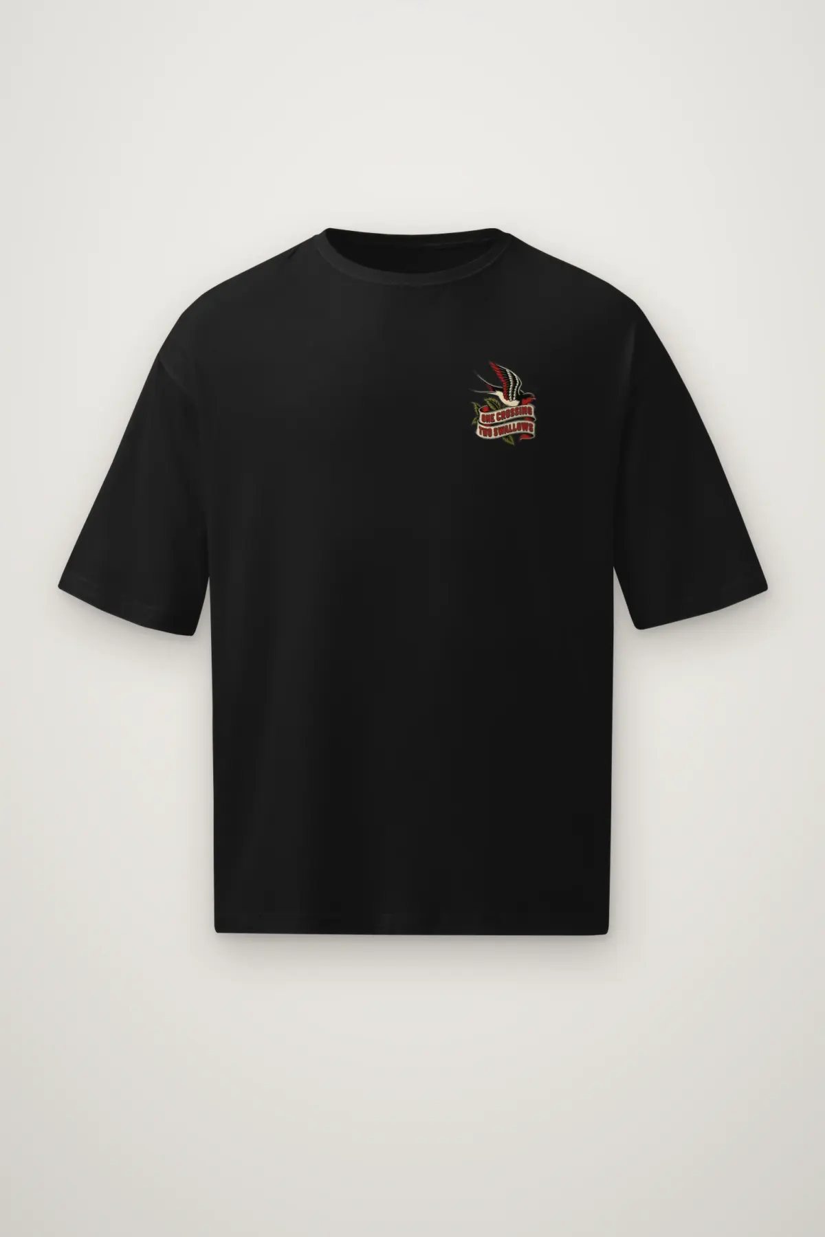 "One Crossing Two Swallows" Men's Oversized Heavyweight Crewneck T-Shirt