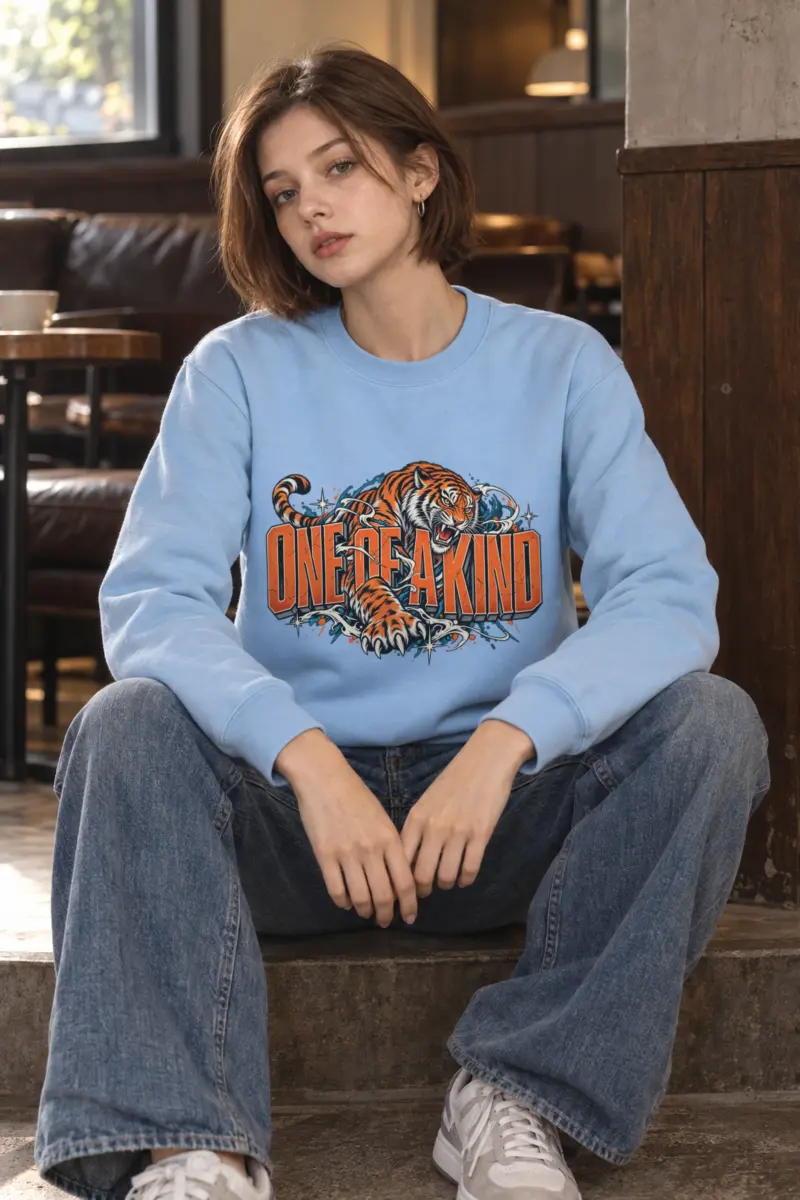 "One Of A Kind Tiger" Heavy Blend Unisex Crewneck Sweatshirt