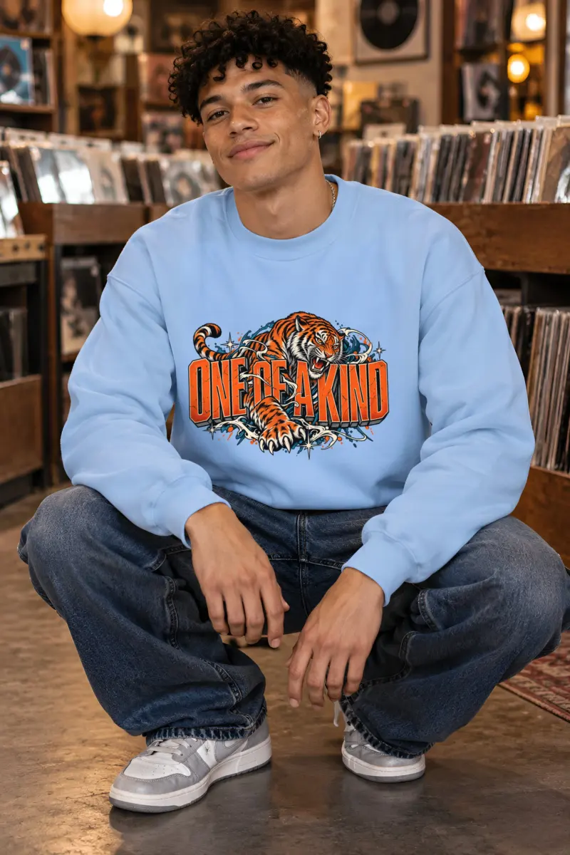 "One Of A Kind Tiger" Heavy Blend Unisex Crewneck Sweatshirt