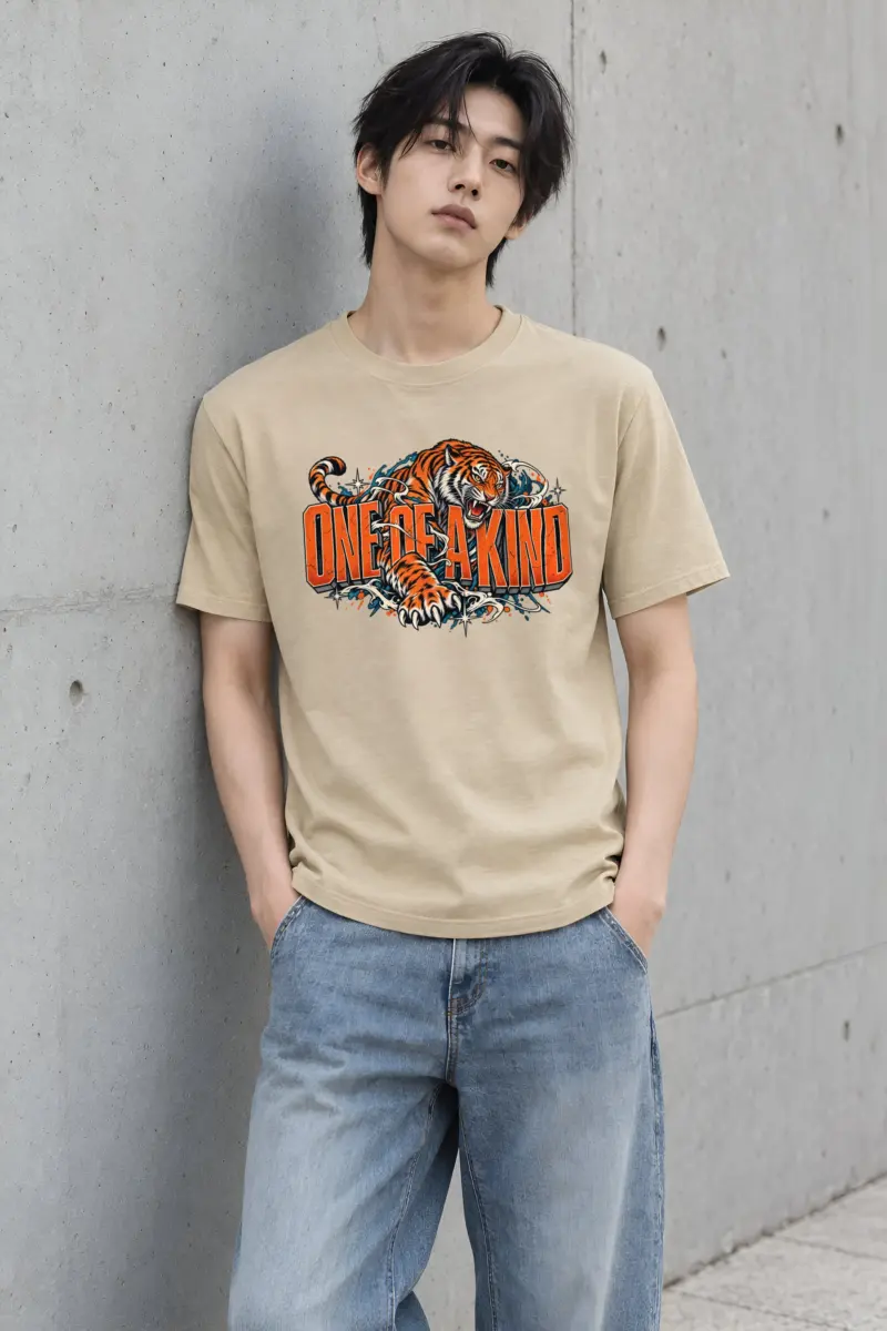 "Roaring Tiger Script" Heavyweight Unisex Crewneck T-shirt